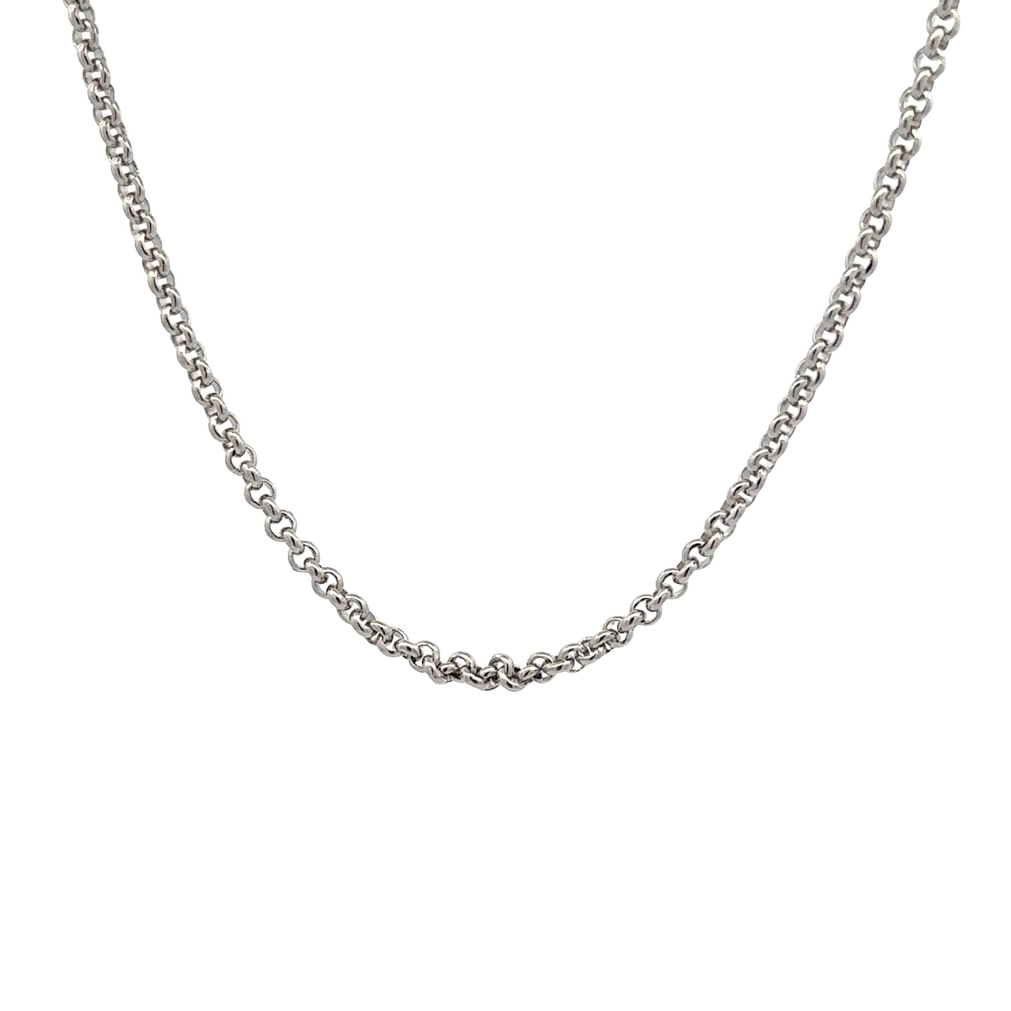 Sterling Silver Polished 45cm Belcher Chain 2.5mm Rhodium Plated