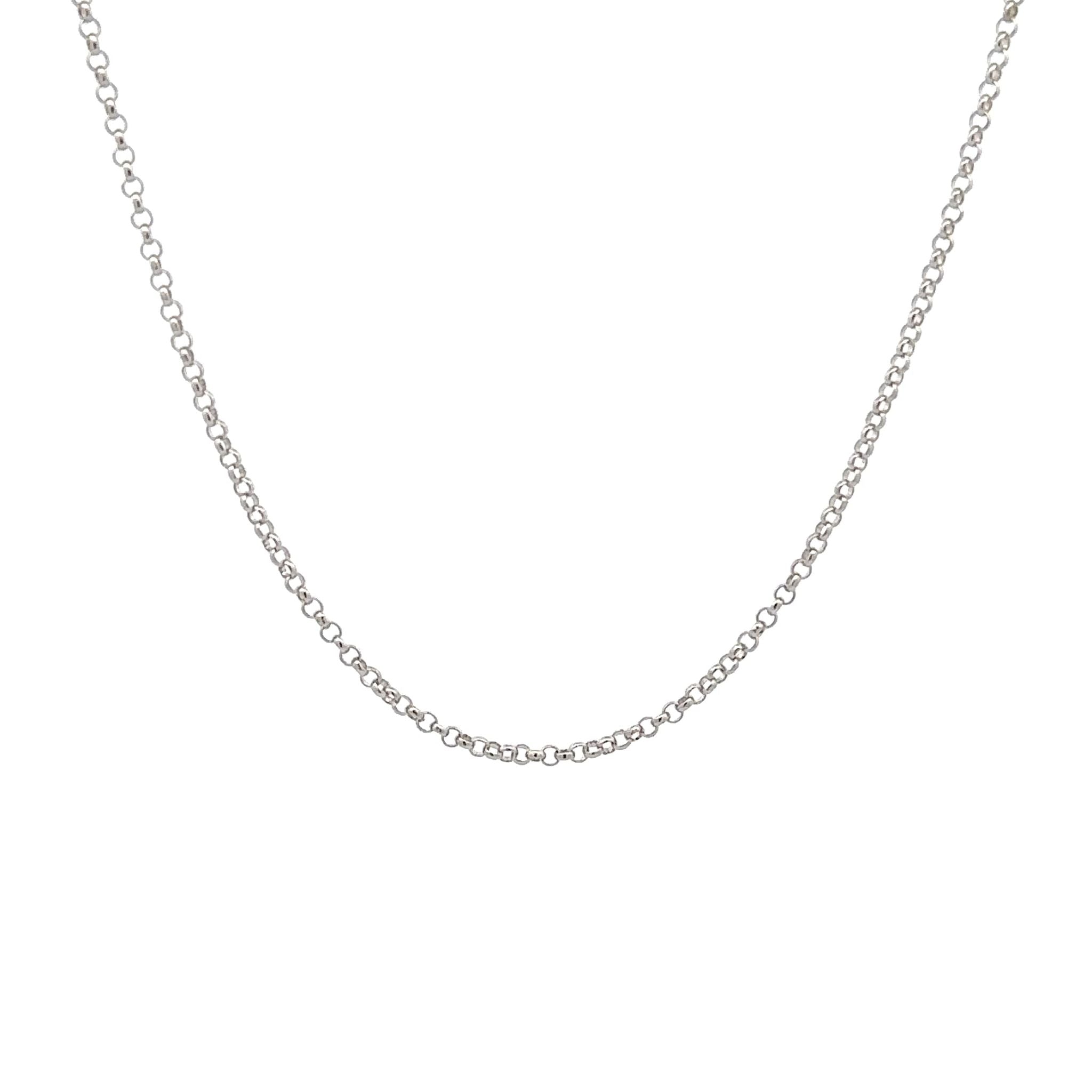Sterling Silver Polished 50cm Belcher Chain 1.5mm Rhodium Plated