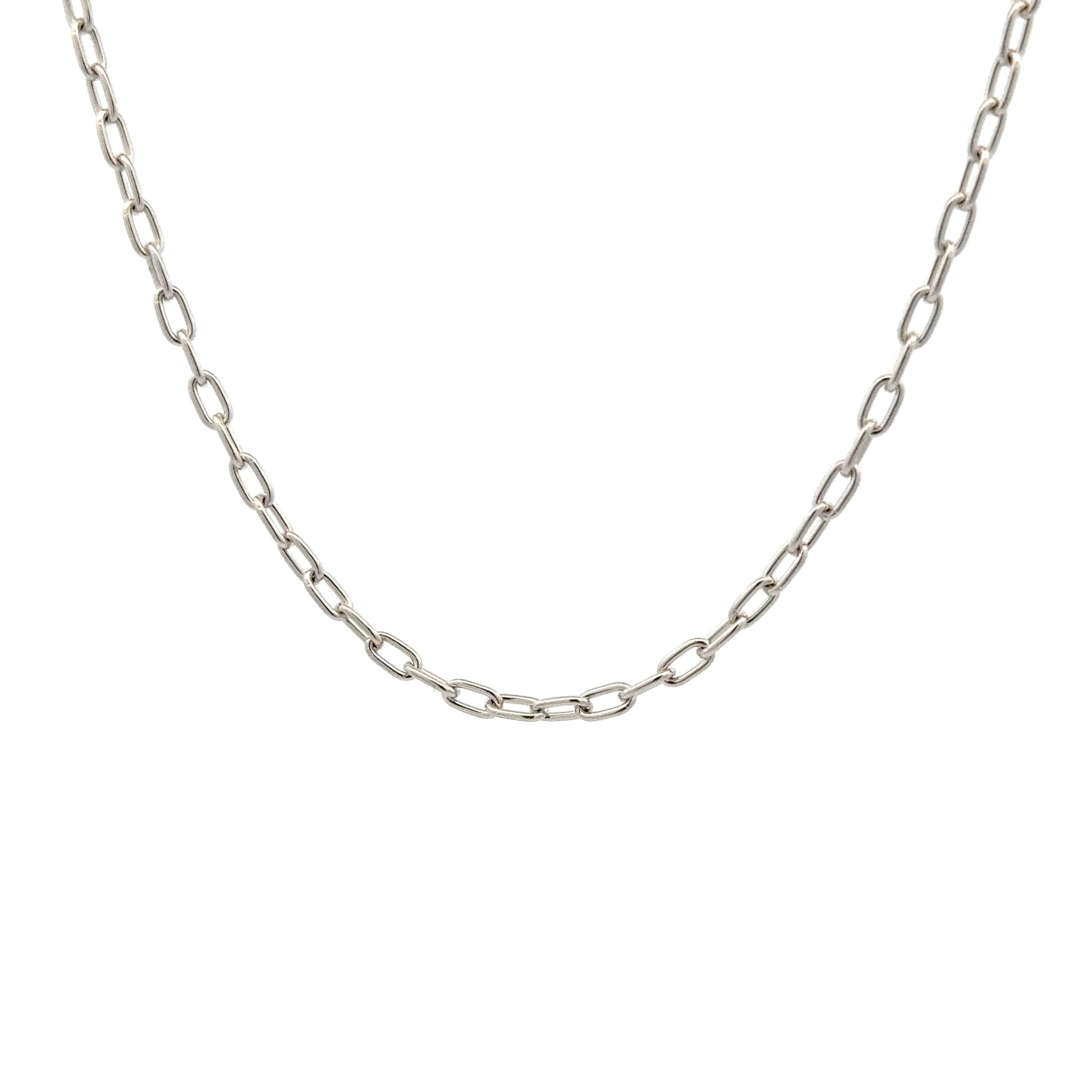 9K White Gold Polished 50cm Elongated Trace Chain 2.3mm