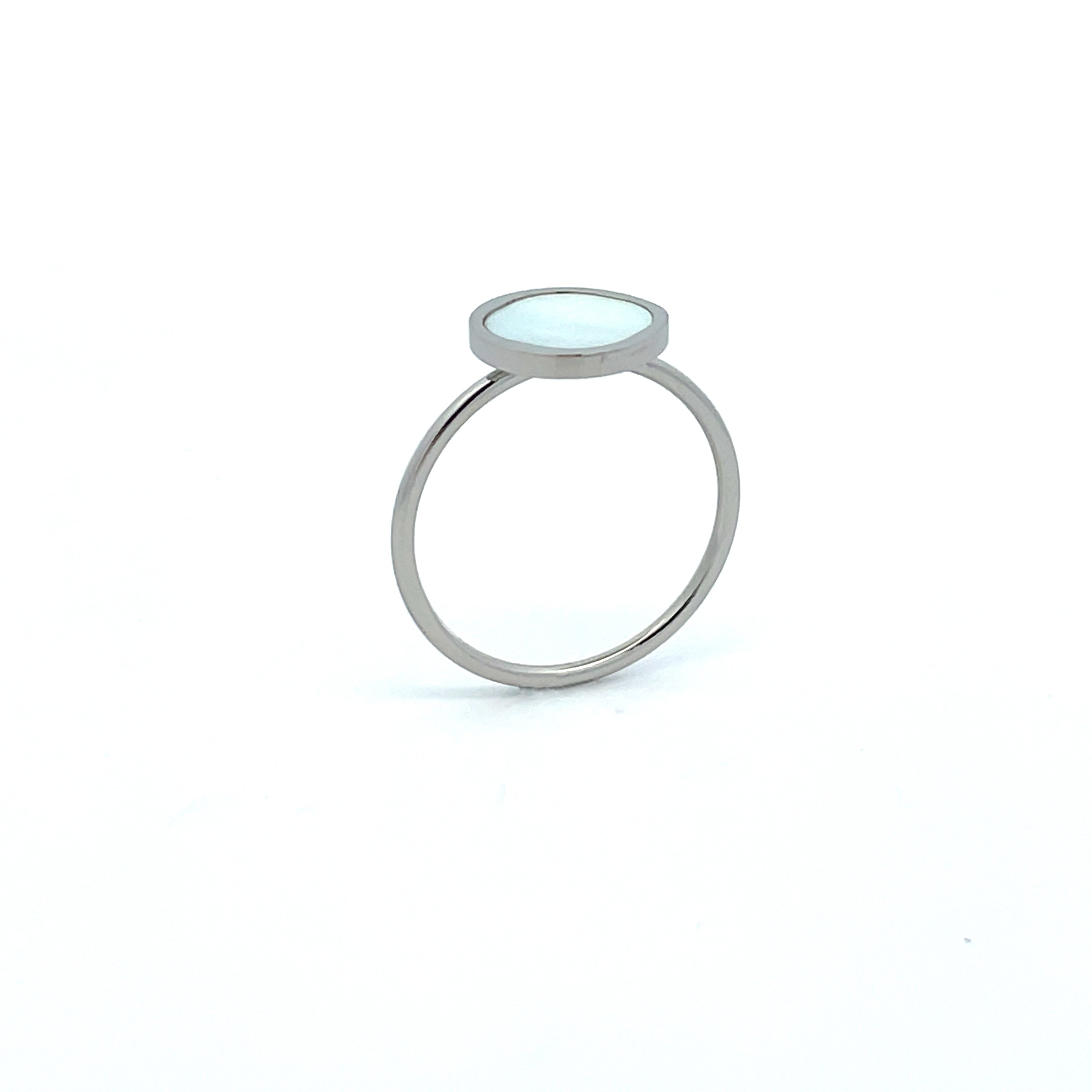 Stainless Steel White Mother Of Pearl Ring