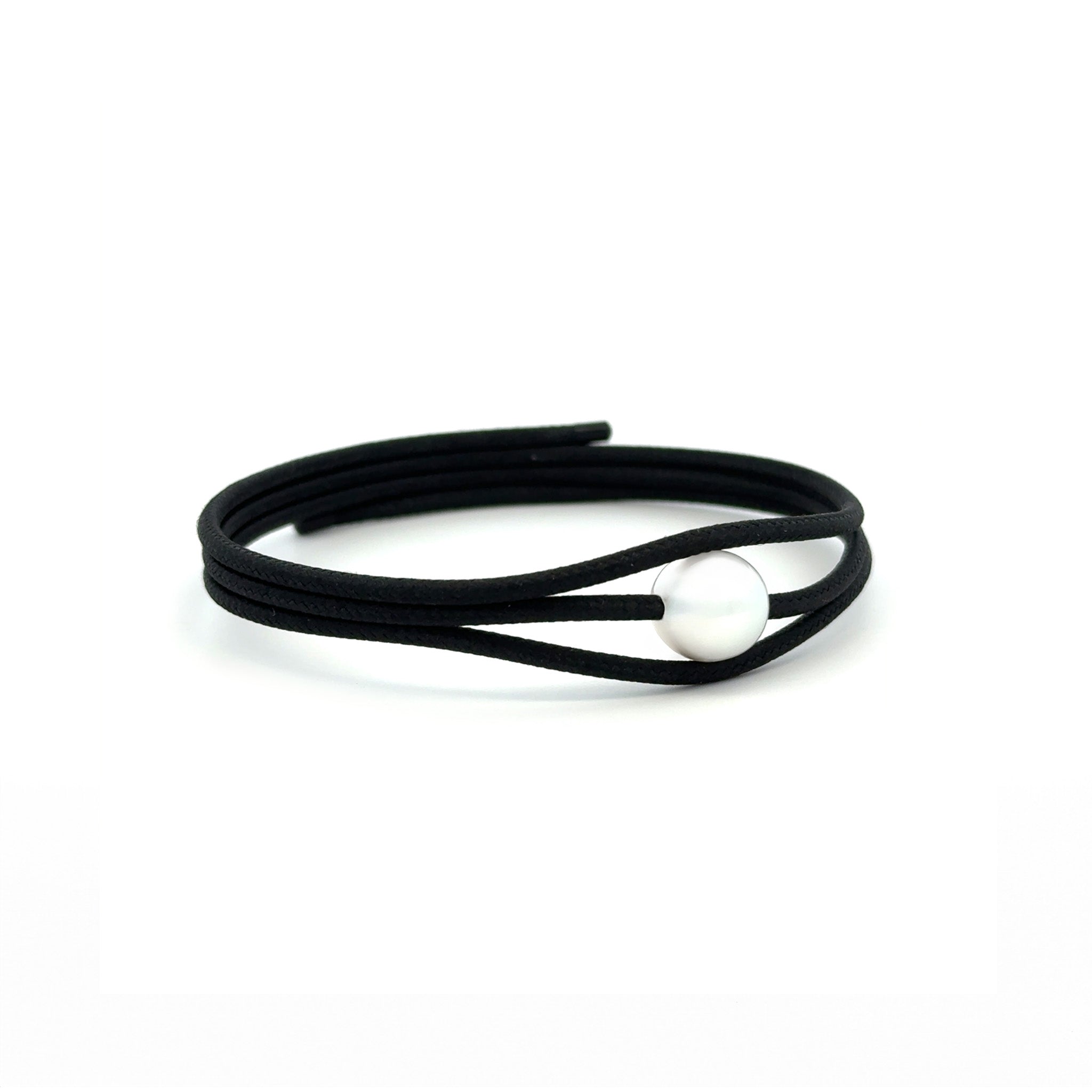 Stainless Steel South Sea 9-10 mm Cultured Pearl Magnetic Black Wrap Bracelet side view