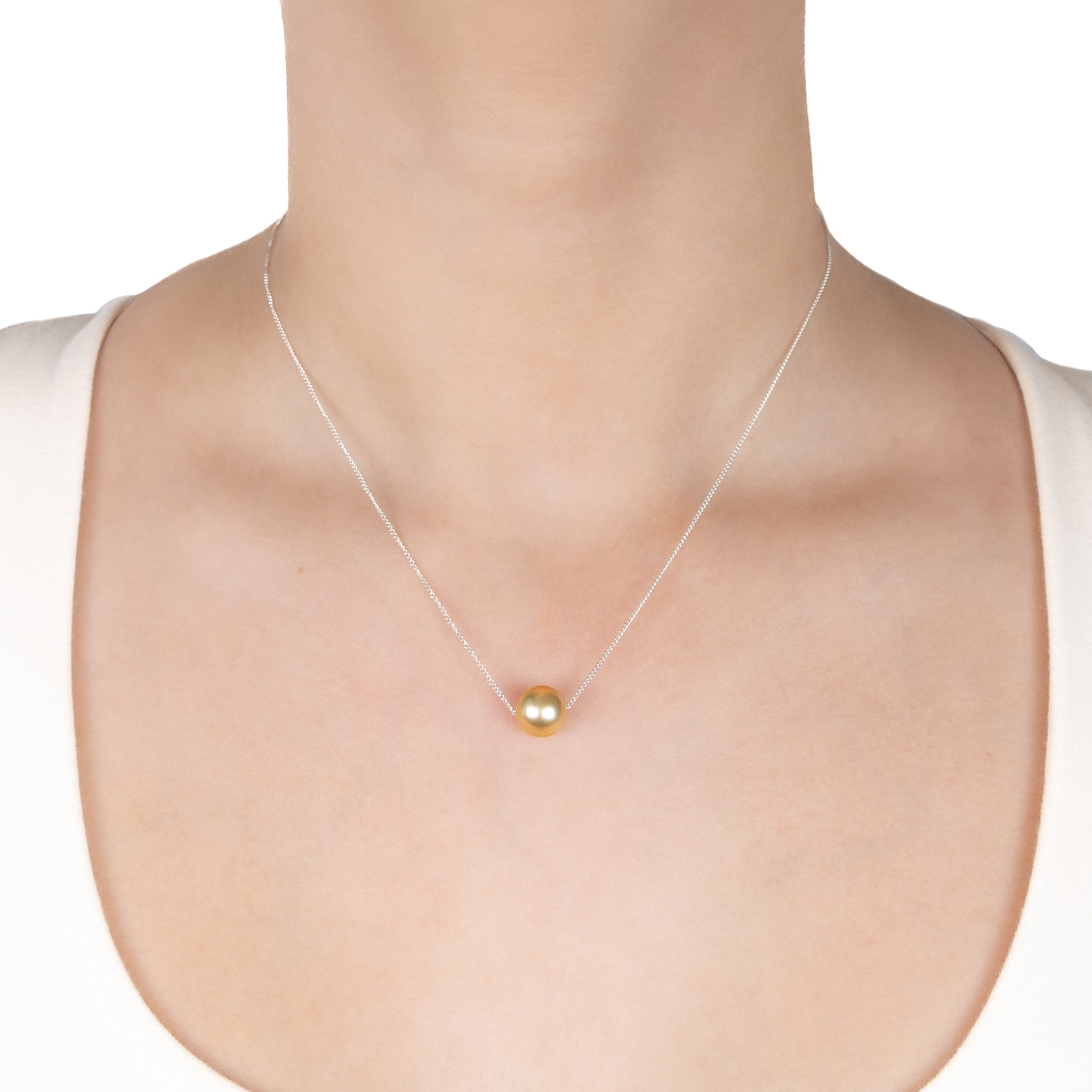 Sterling Silver South Sea 9-10 mm Cultured Pearl Necklace