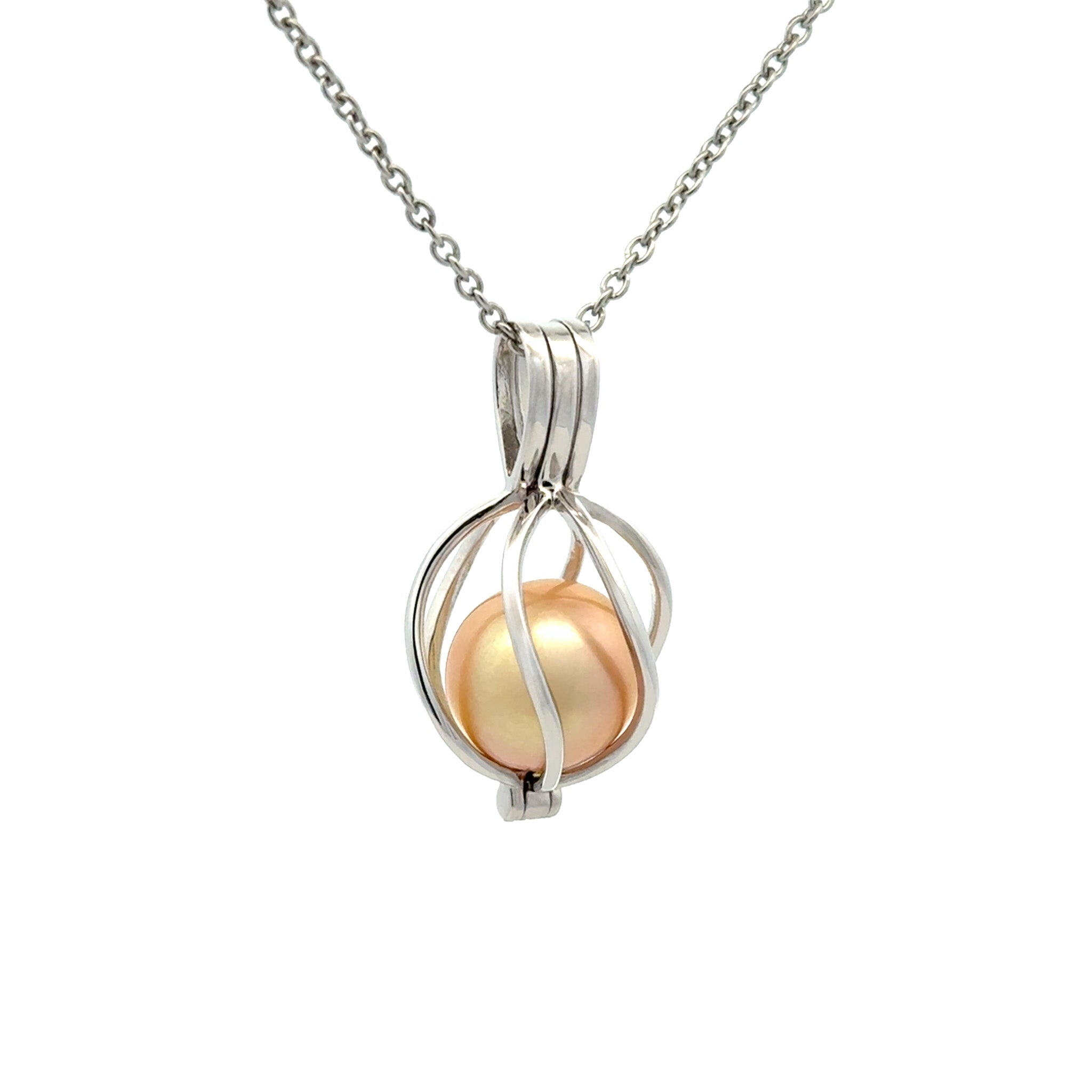 Sterling Silver South Sea 10-11 mm Cultured Curved Cage Pearl Pendant