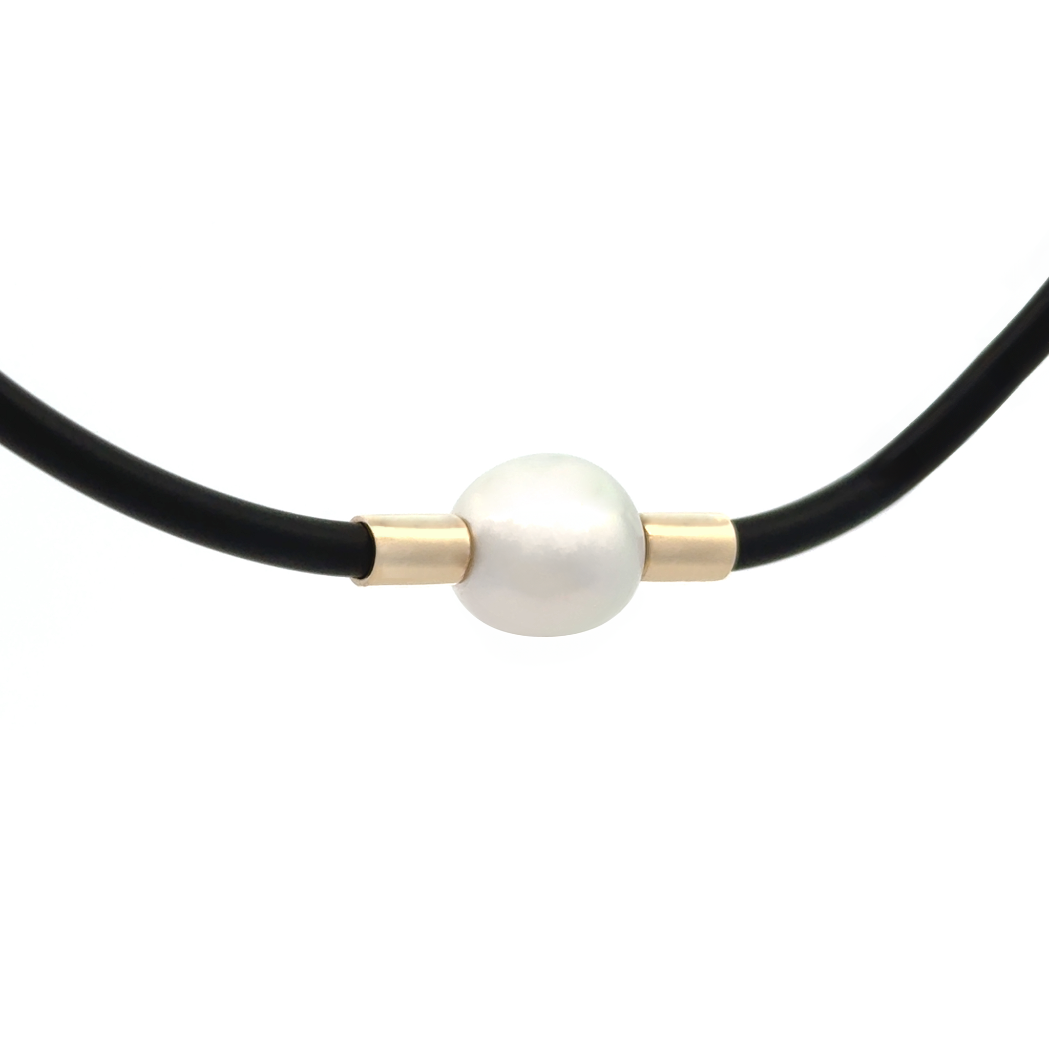 9K Yellow Gold Australian South Sea 11-12mm Cultured Pearl Neoprene Necklace