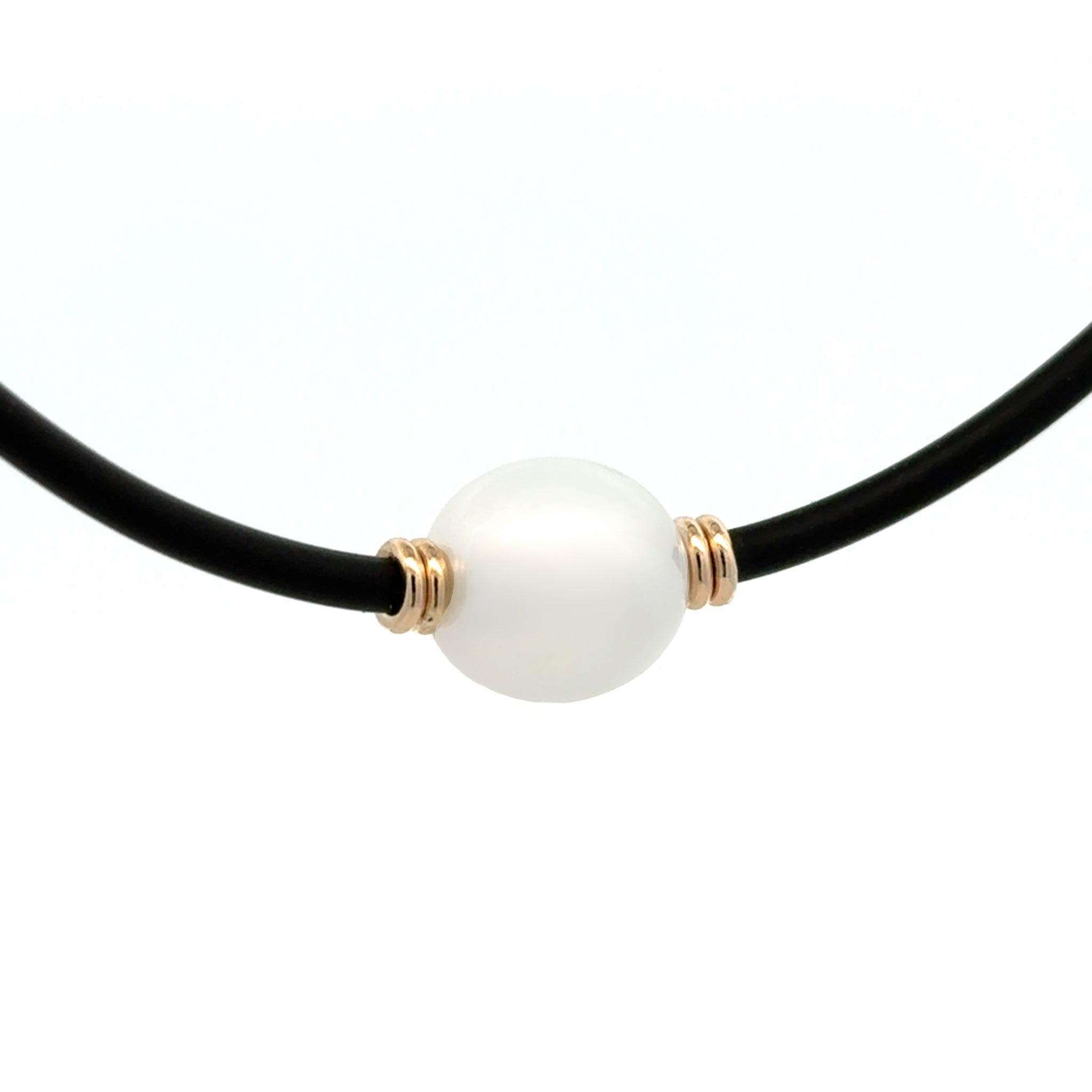 9K Yellow Gold Australian South Sea 10-11mm Cultured Pearl Neoprene Necklace side view