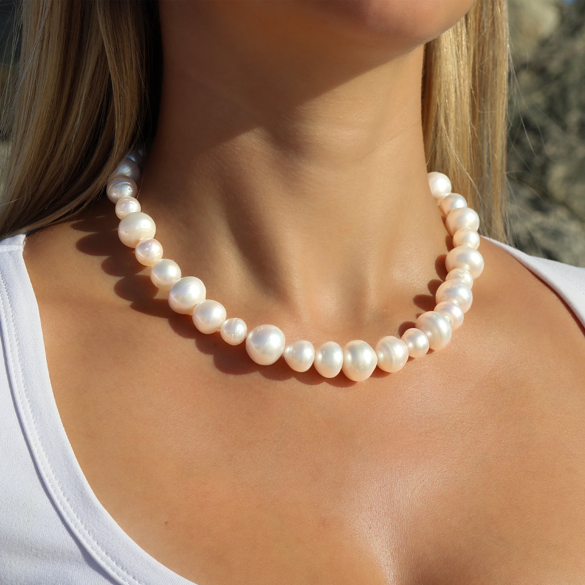 Australian South Sea 45 cm Cultured Pearl Strand on model
