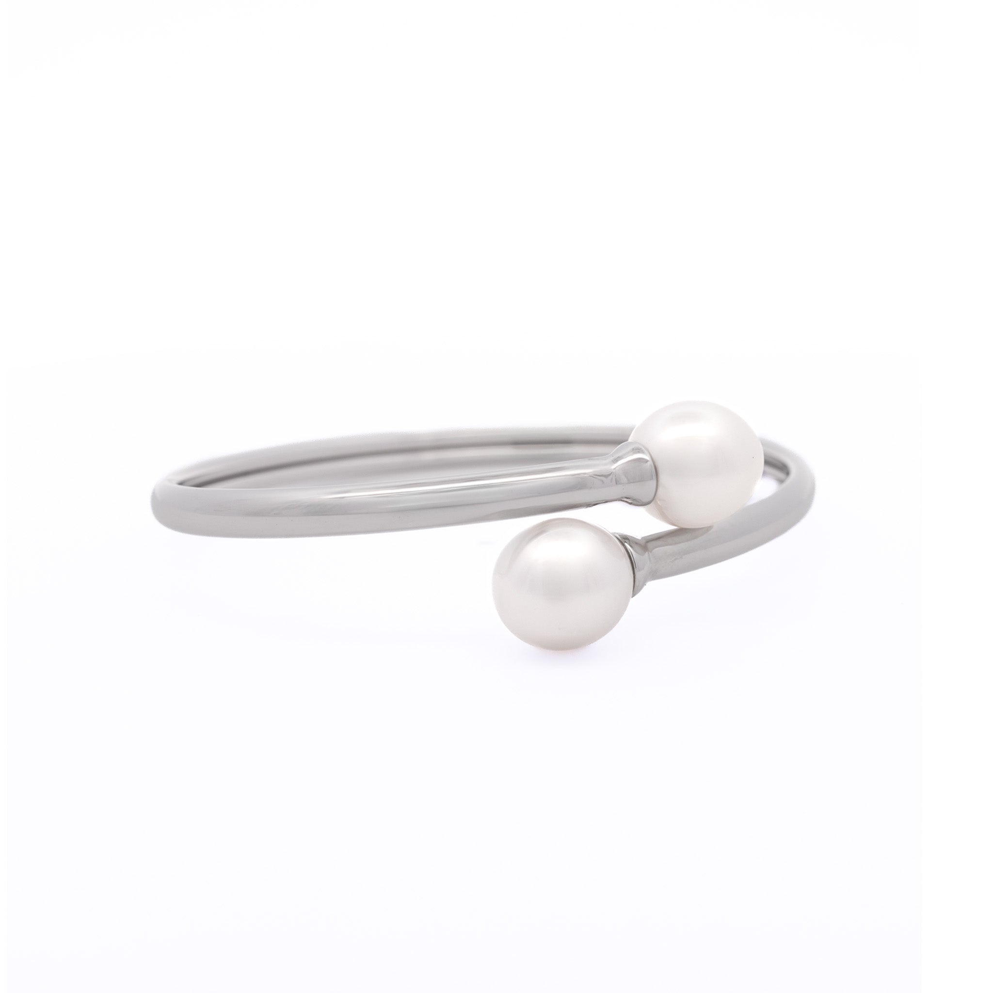 Sterling Silver Australian South Sea 10-11 mm Cultured Peal Bangle side view