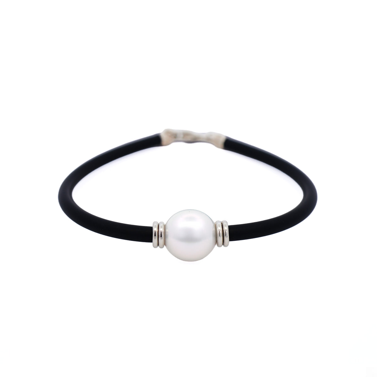 Sterling Silver Australian South Sea 10-11 mm Cultured Pearl Neoprene Bracelet front view