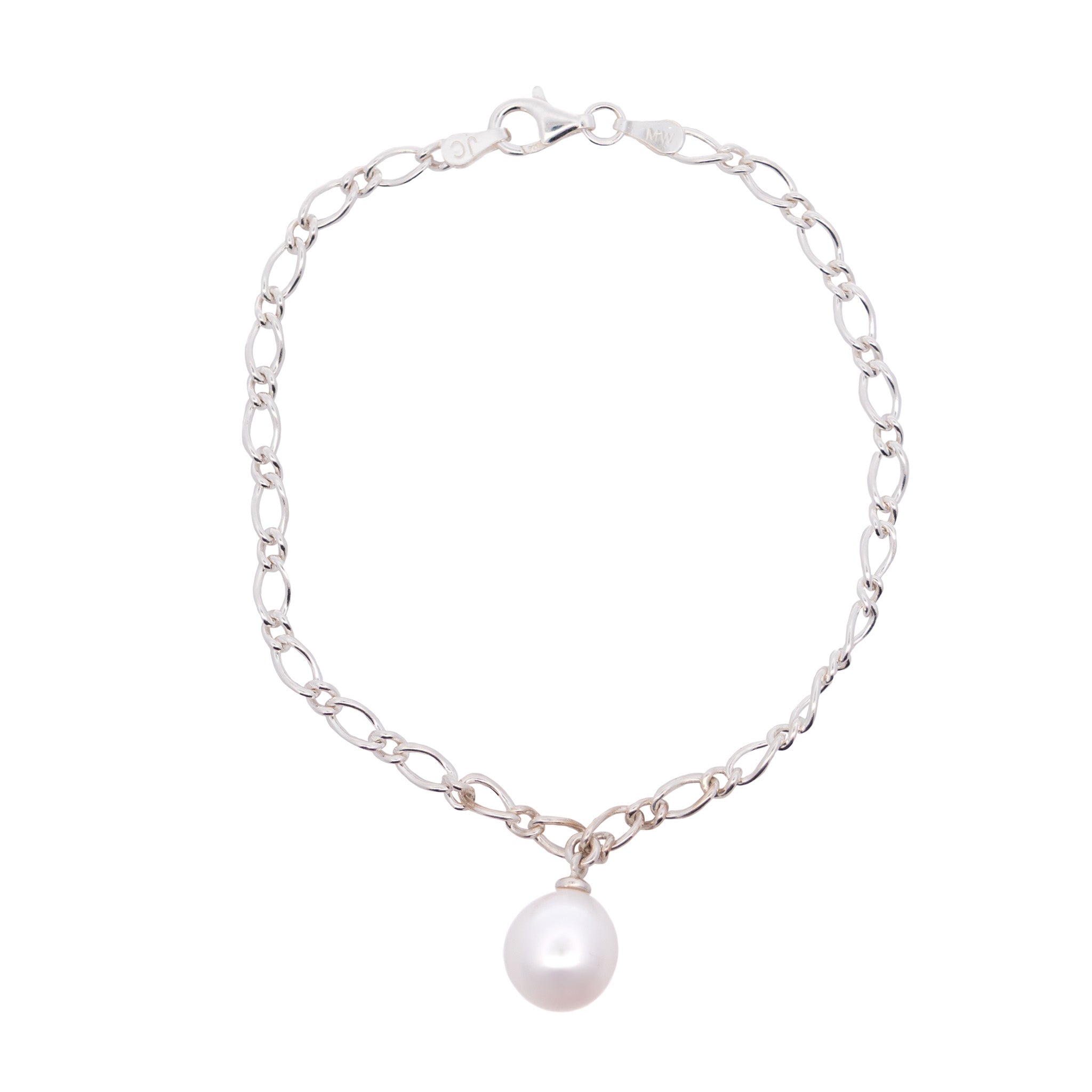 Sterling Silver Australian South Sea 9-10 mm Cultured Pearl Bracelet front view