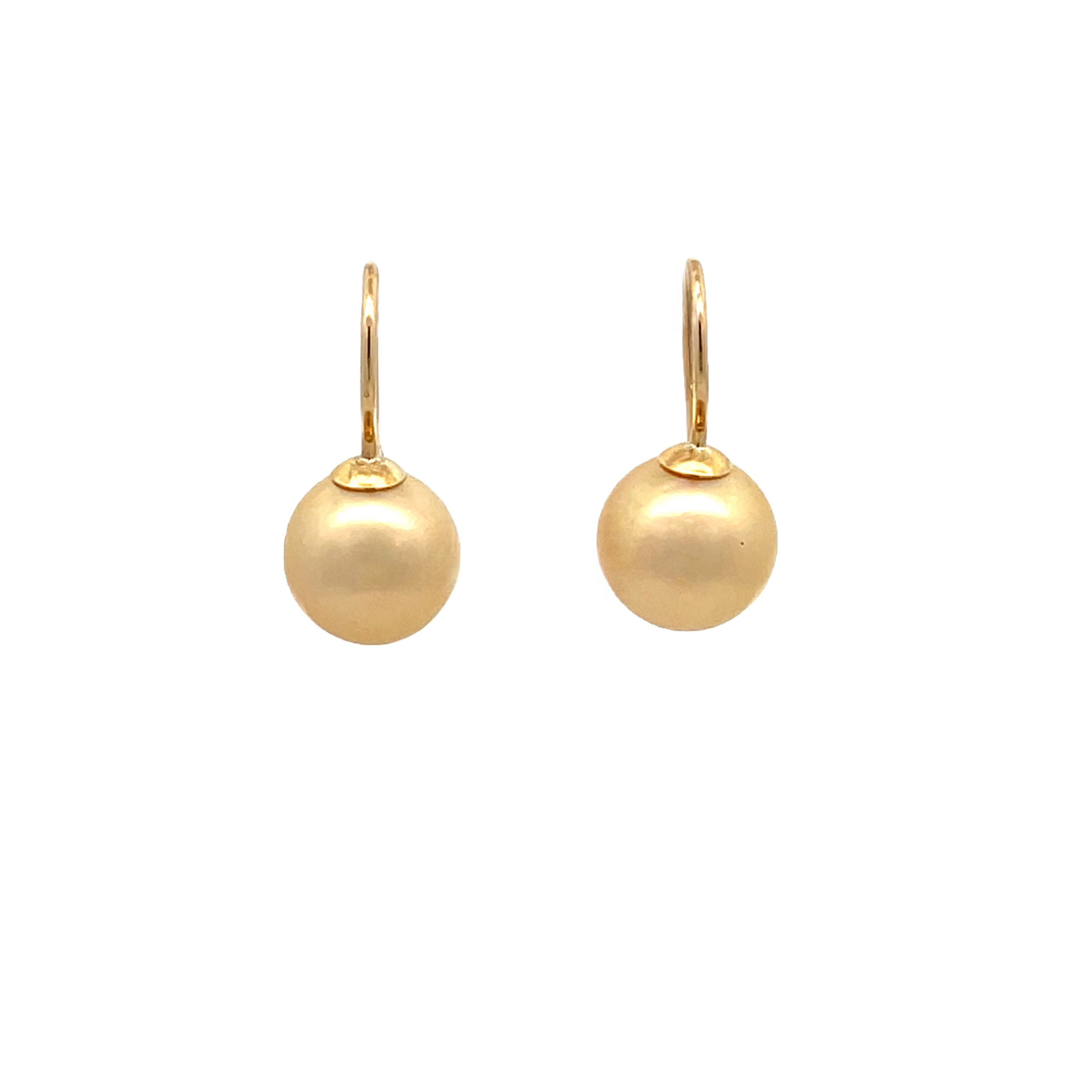 9K Yellow Gold South Sea Cultured 9-10 mm Pearl Hook Earrings