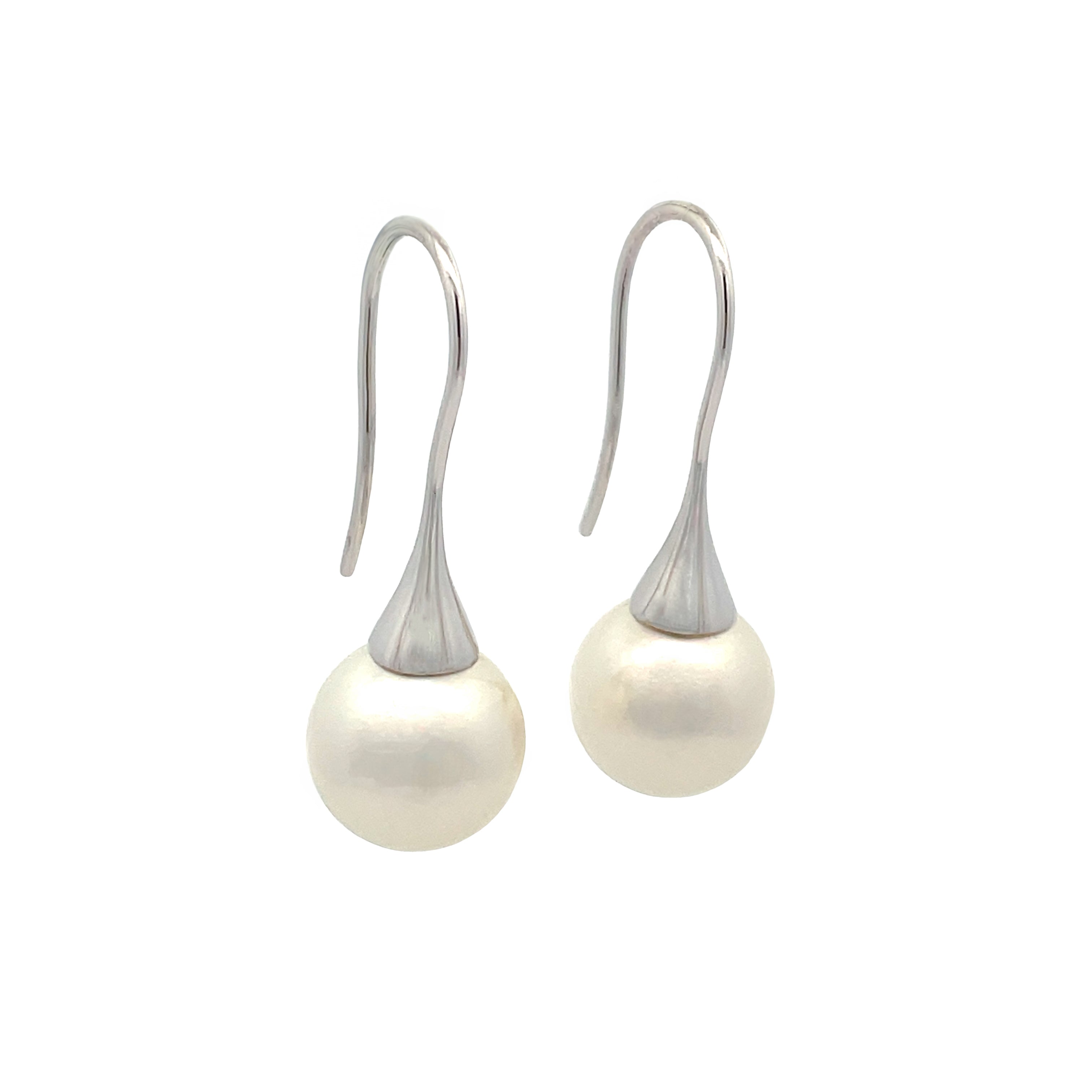 Sterling Silver Australian South Sea Cultured 12-13mm Pearl Hook Earrings