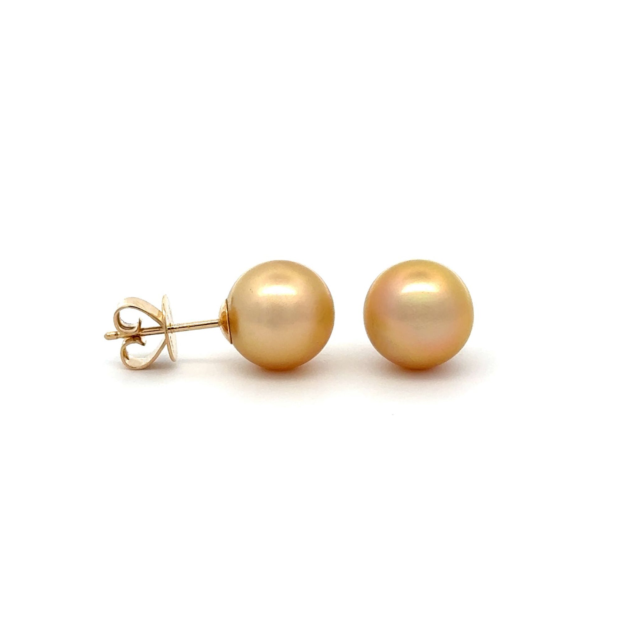18K Yellow Gold South Sea Cultured 9 -10 mm Pearl Stud Earrings