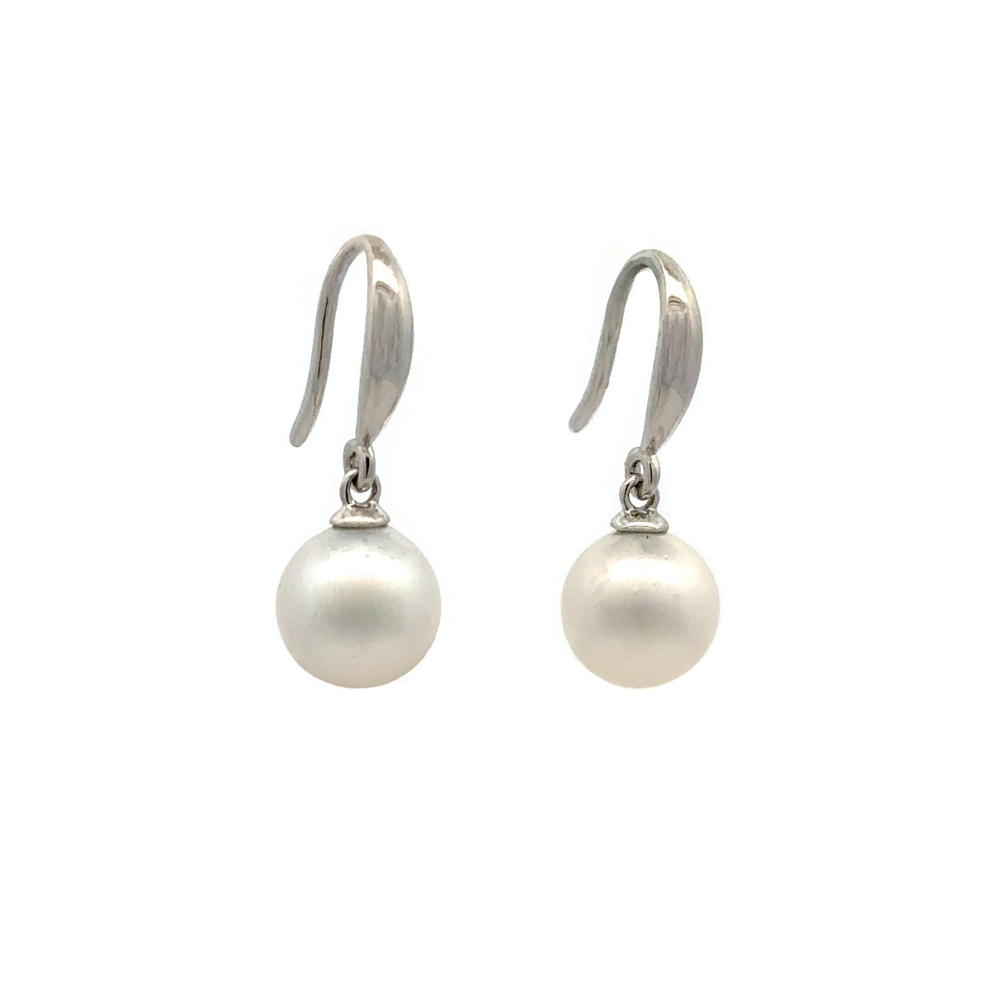 18K White Gold Australian South Sea Cultured 11-12 mm Pearl Hook Earrings