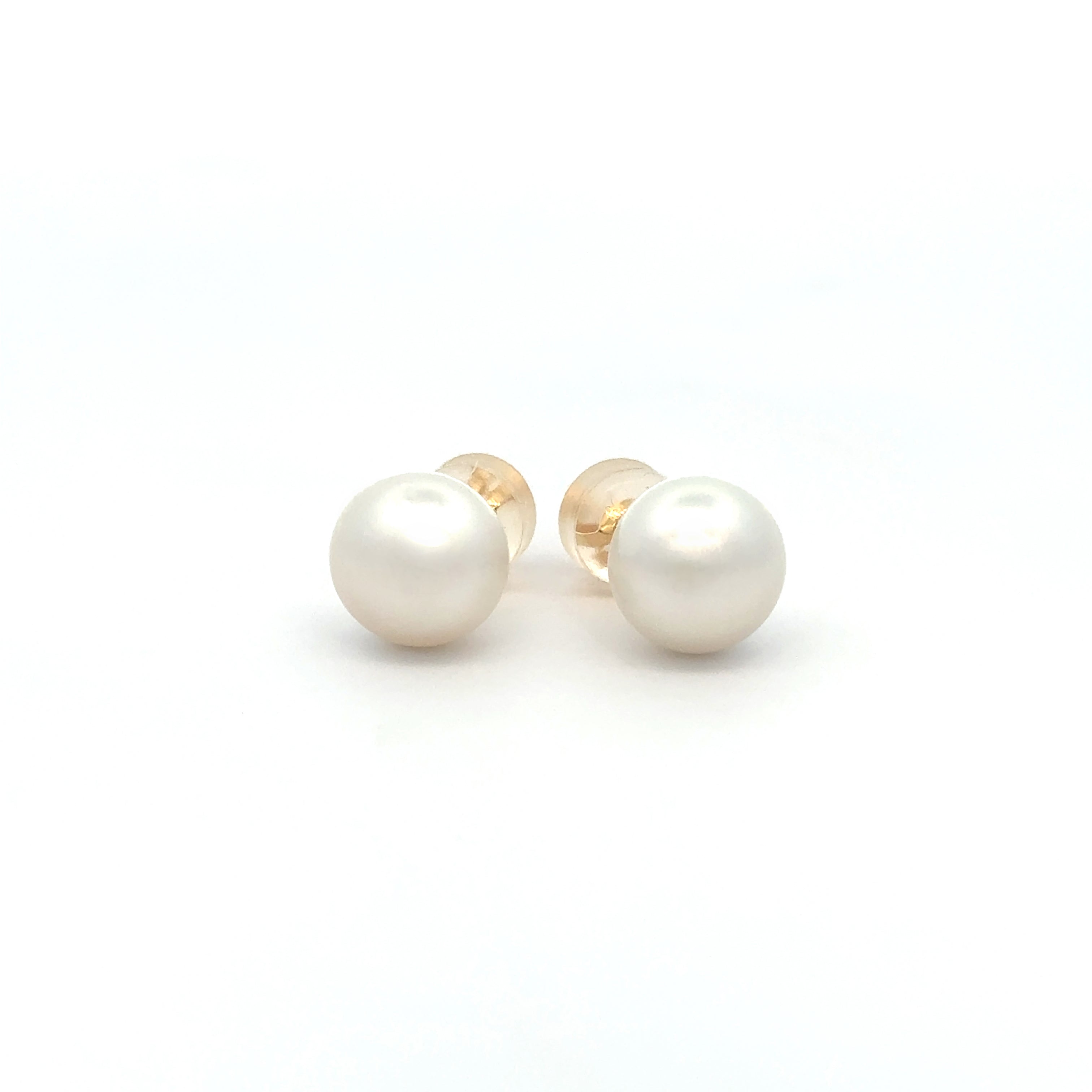 18K Yellow Gold Australian South Sea Cultured 9-10 mm Pearl Stud Earrings with Silicon Backings