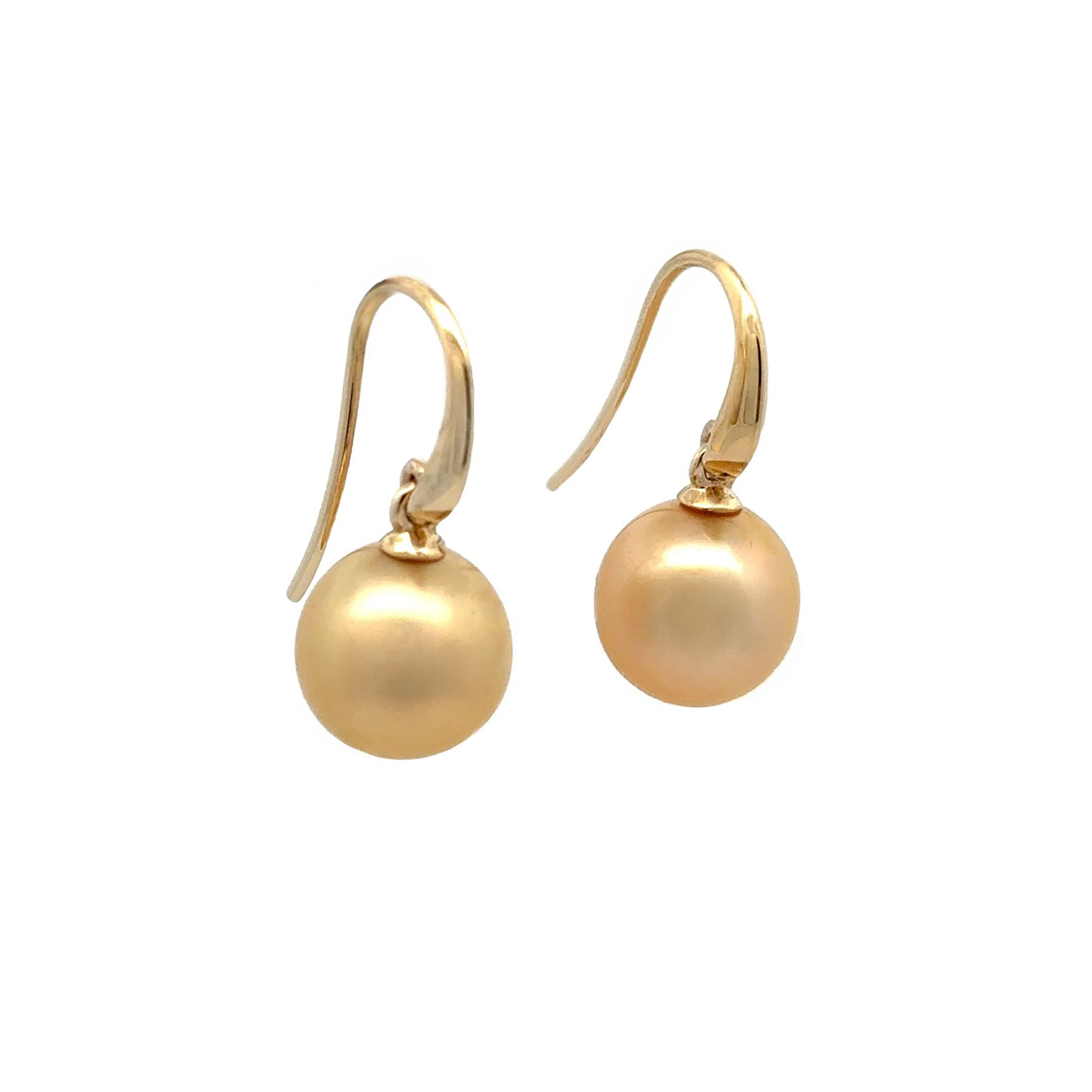 9K Yellow Gold South Sea Cultured 10-11mm Pearl Hook Earrings