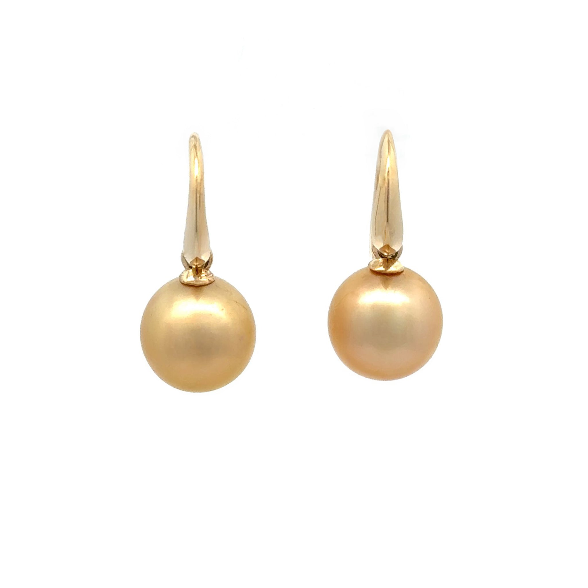 9K Yellow Gold South Sea Cultured 10-11mm Pearl Hook Earrings