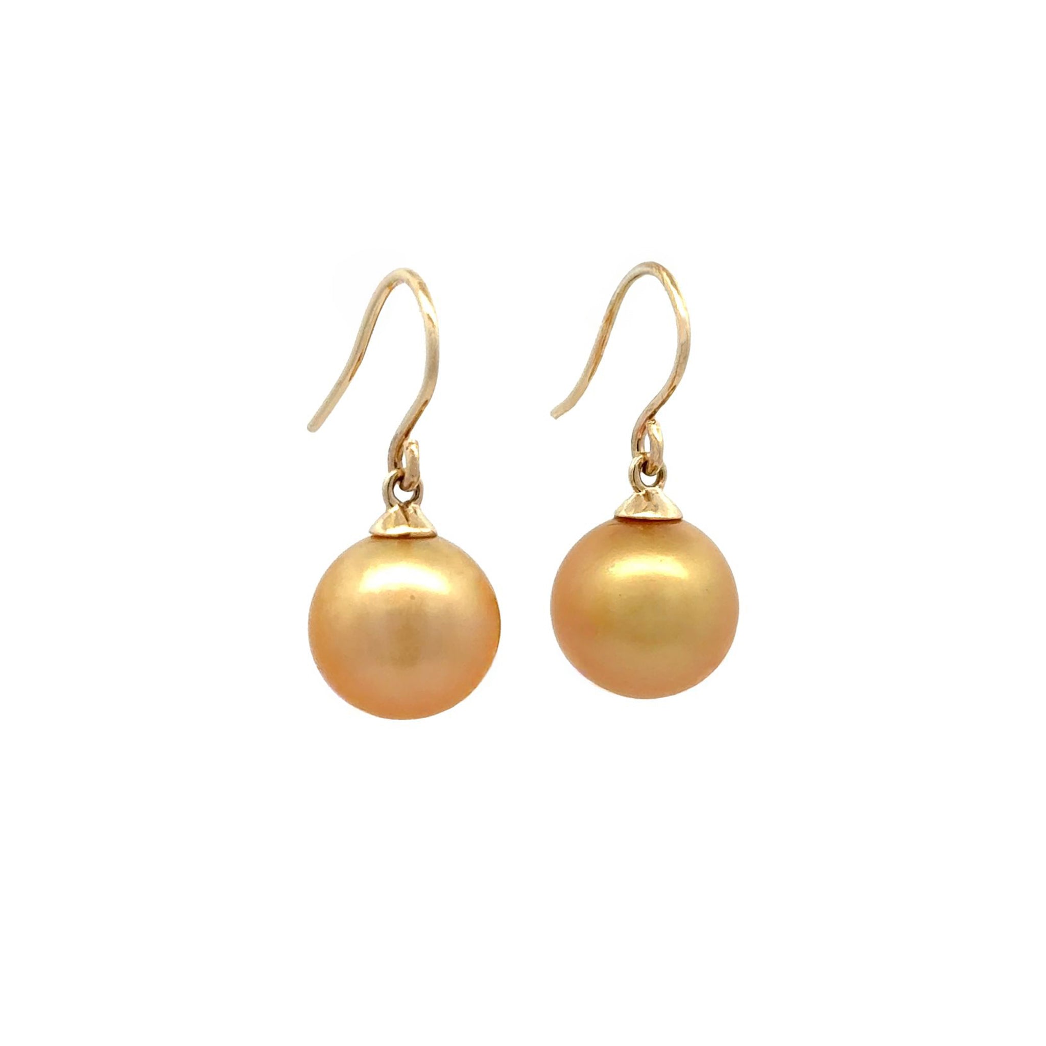 9K Yellow Gold South Sea Cultured 11-12mm Pearl Hook Earrings