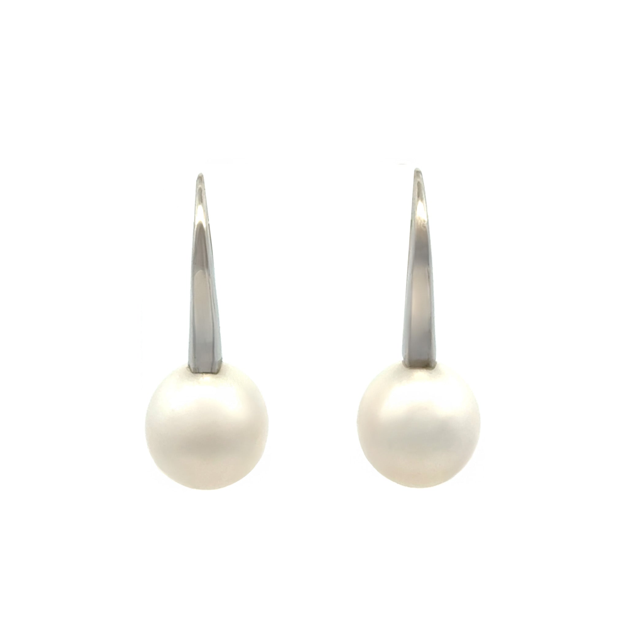 9K White Gold Australian South Sea 9-10 mm Cultured Pearl Hook Earring