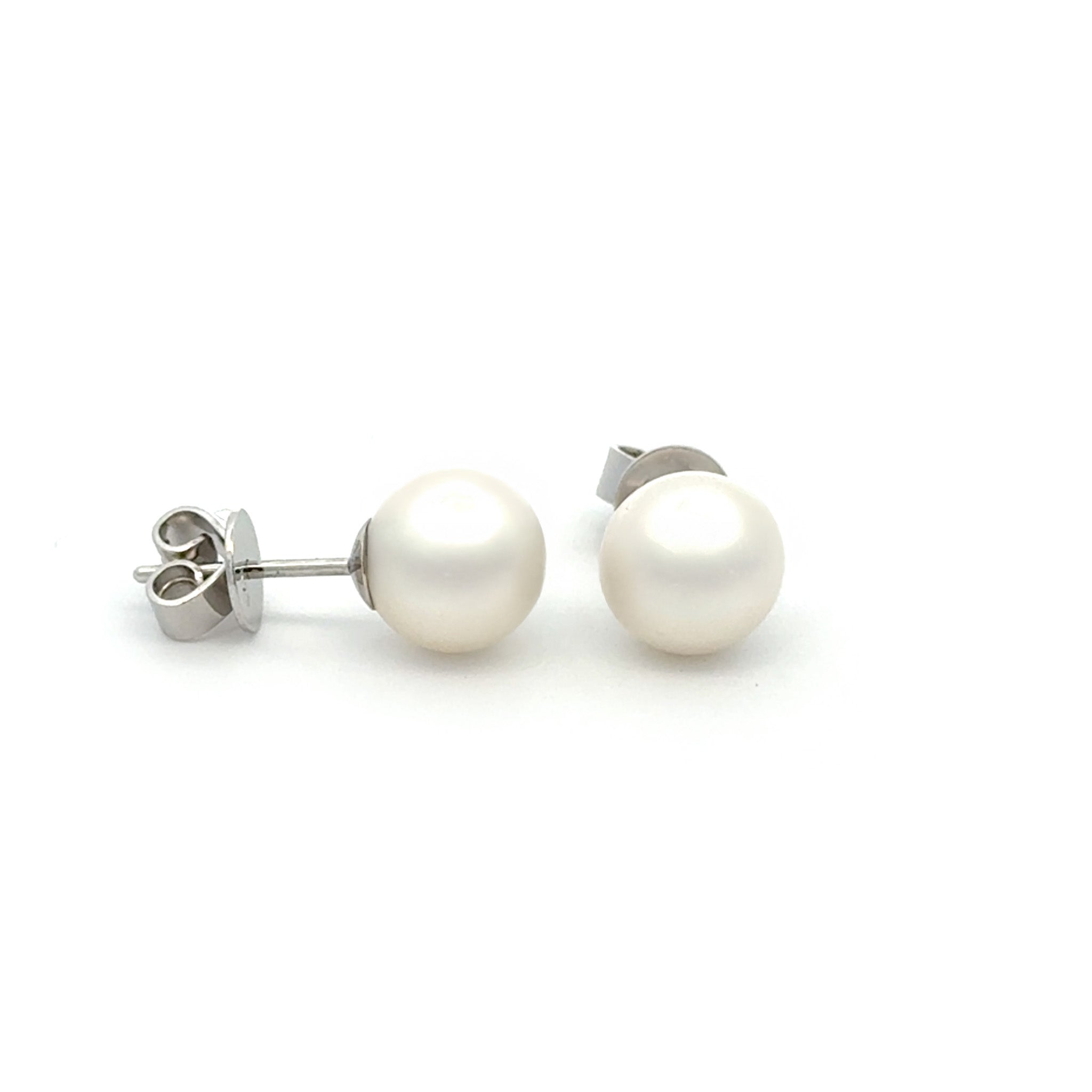 Sterling Silver Australian South Sea 8-9 mm Cultured Pearl Stud Earrings side view