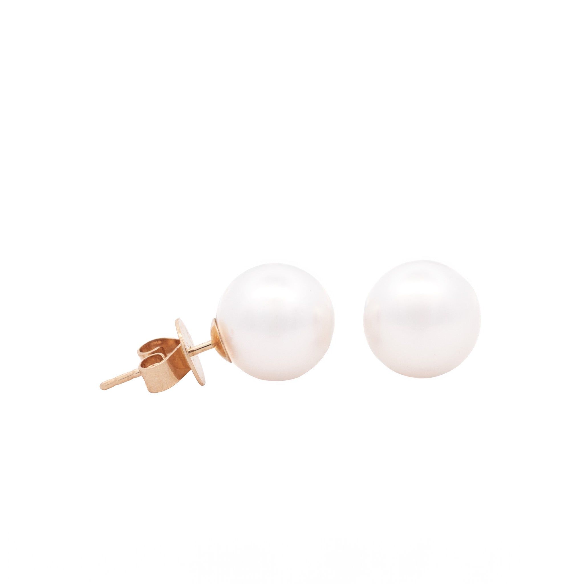 18K Yellow Gold Australian South Sea 9-10 mm Cultured Pearl Stud Earrings