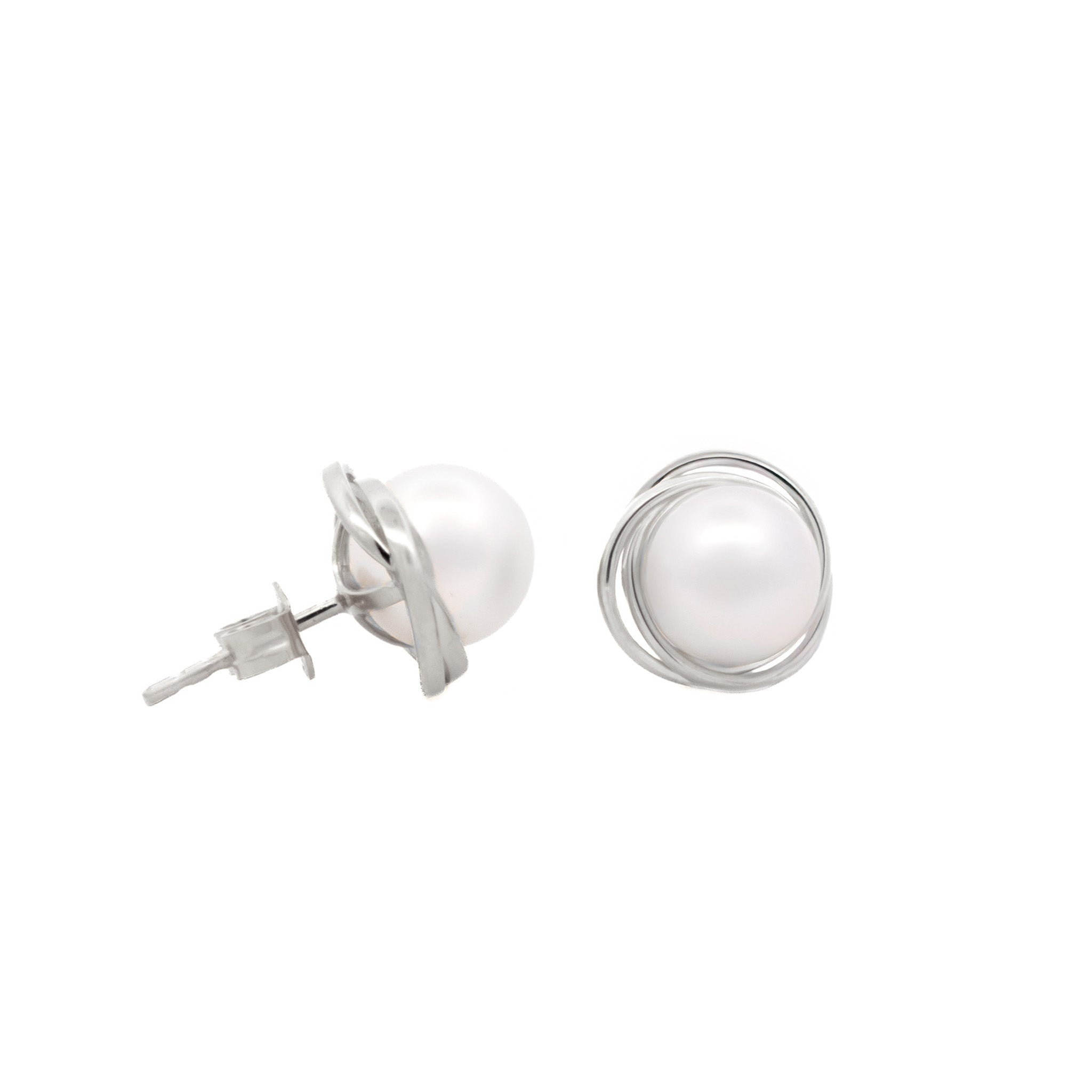 9K White Gold Australian South Sea 8-9 mm Cultured Pearl Stud Earrings