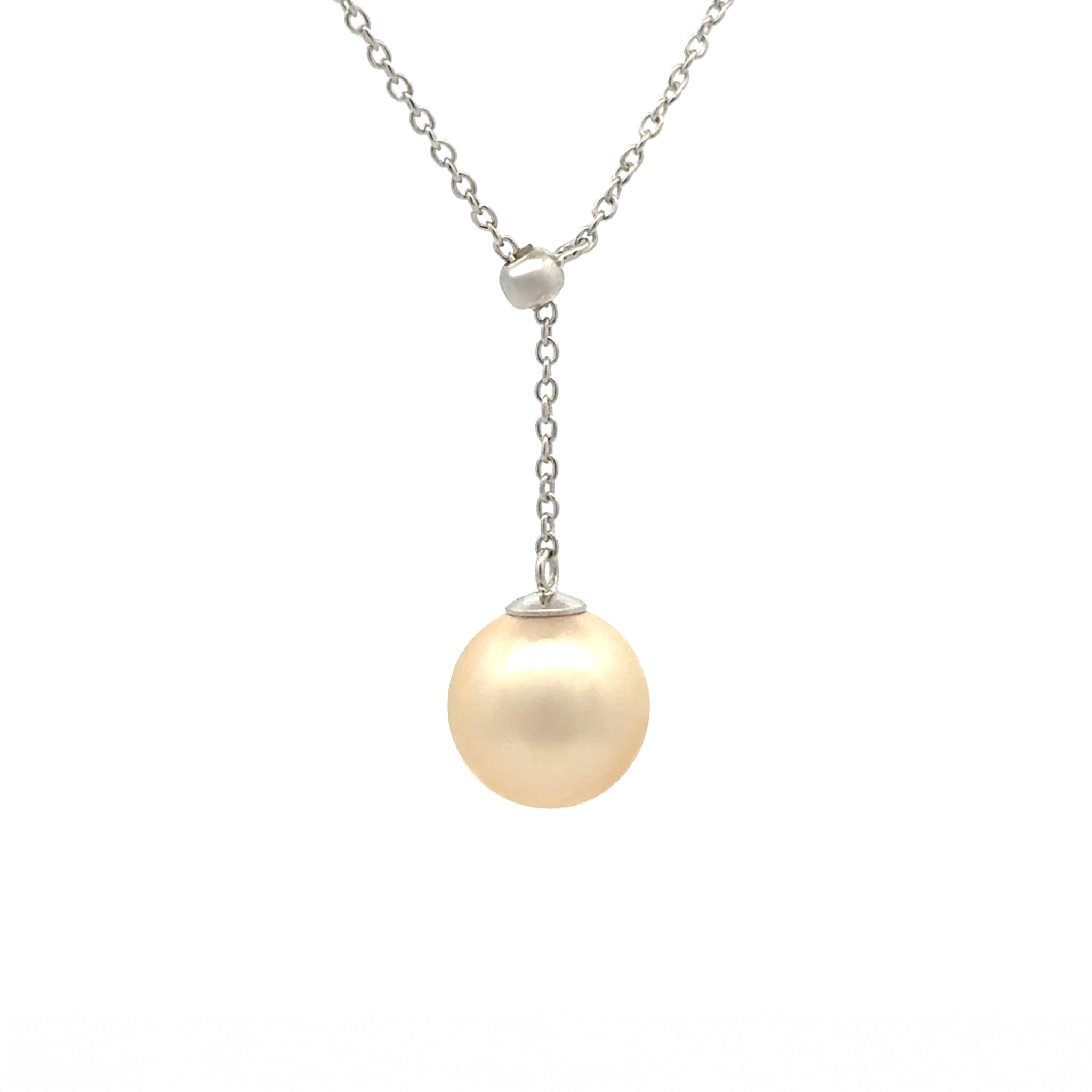 Sterling Silver South Sea 9-10 mm Cultured Pearl Adjustable Slider Necklace