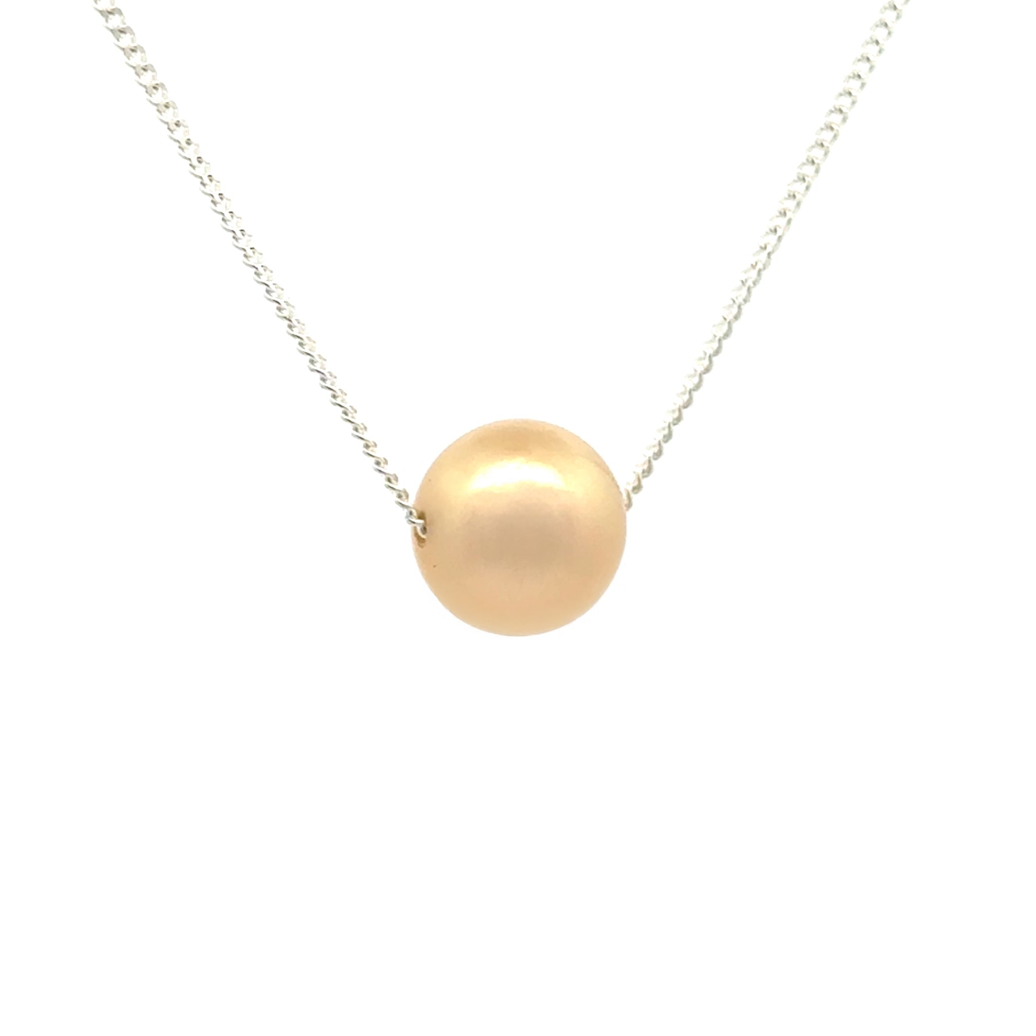 Sterling Silver South Sea 9-10 mm Cultured Pearl Necklace