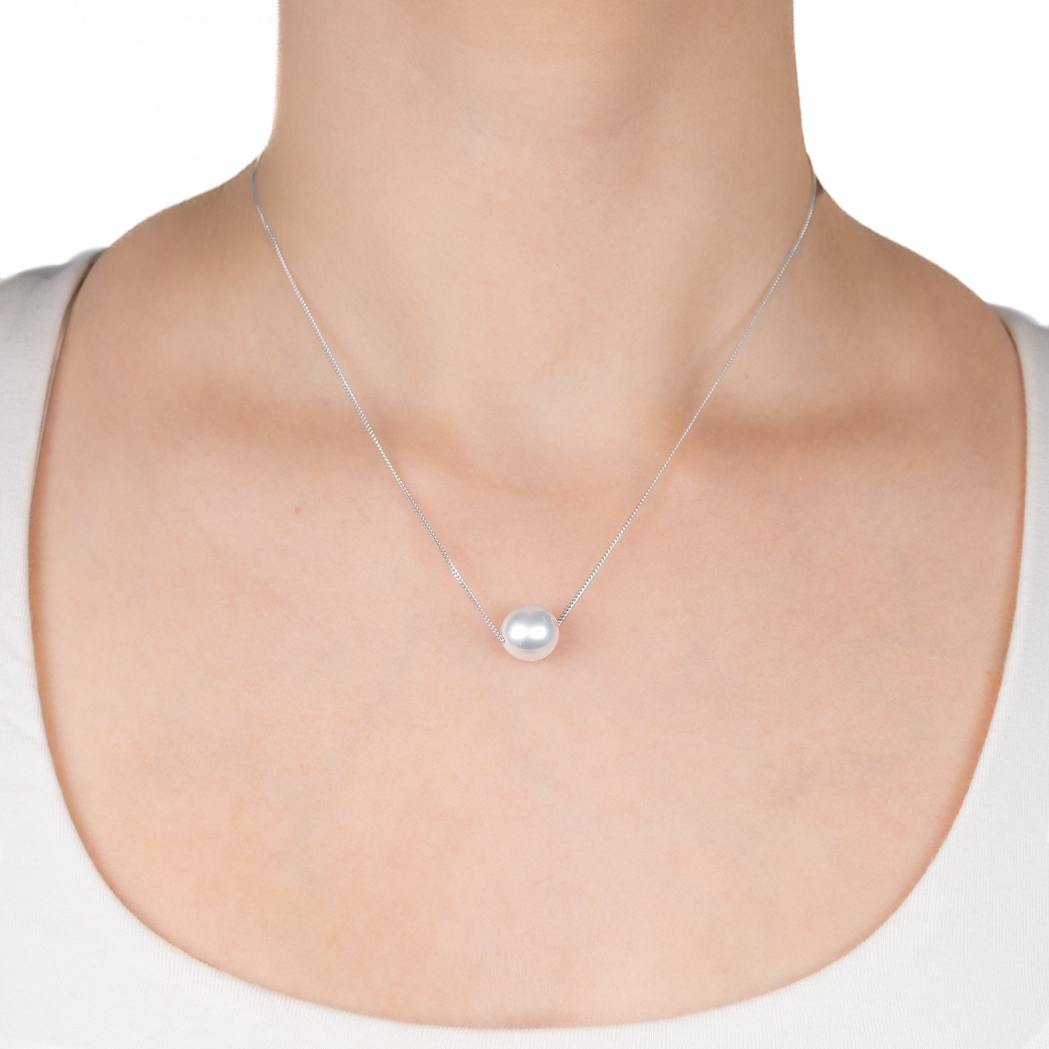 Sterling Silver Australian South Sea 10-11 mm Cultured Pearl Necklace