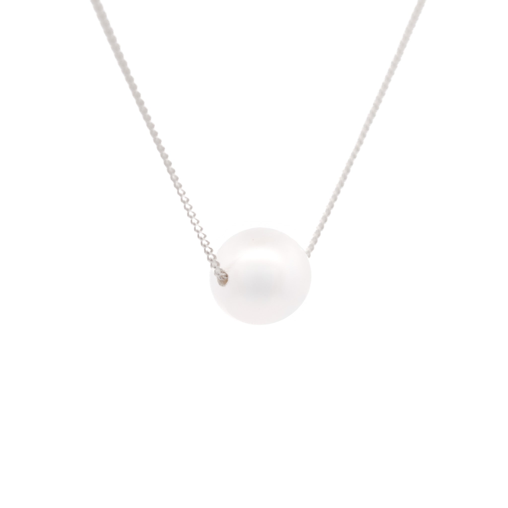 Sterling Silver Australian South Sea 10-11 mm Cultured Pearl Necklace side view