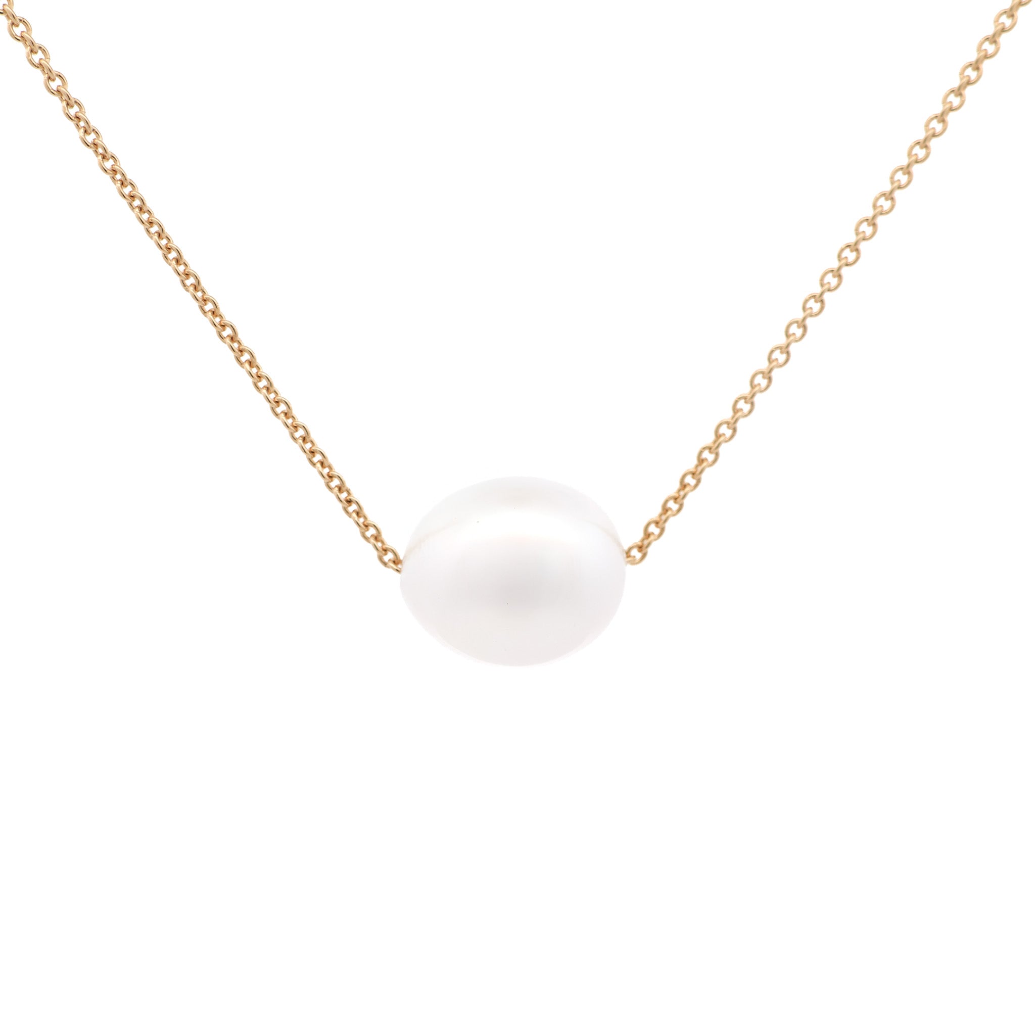 9K Yellow Gold Australian South Sea 11-12 mm Cultured Pearl Necklace front view