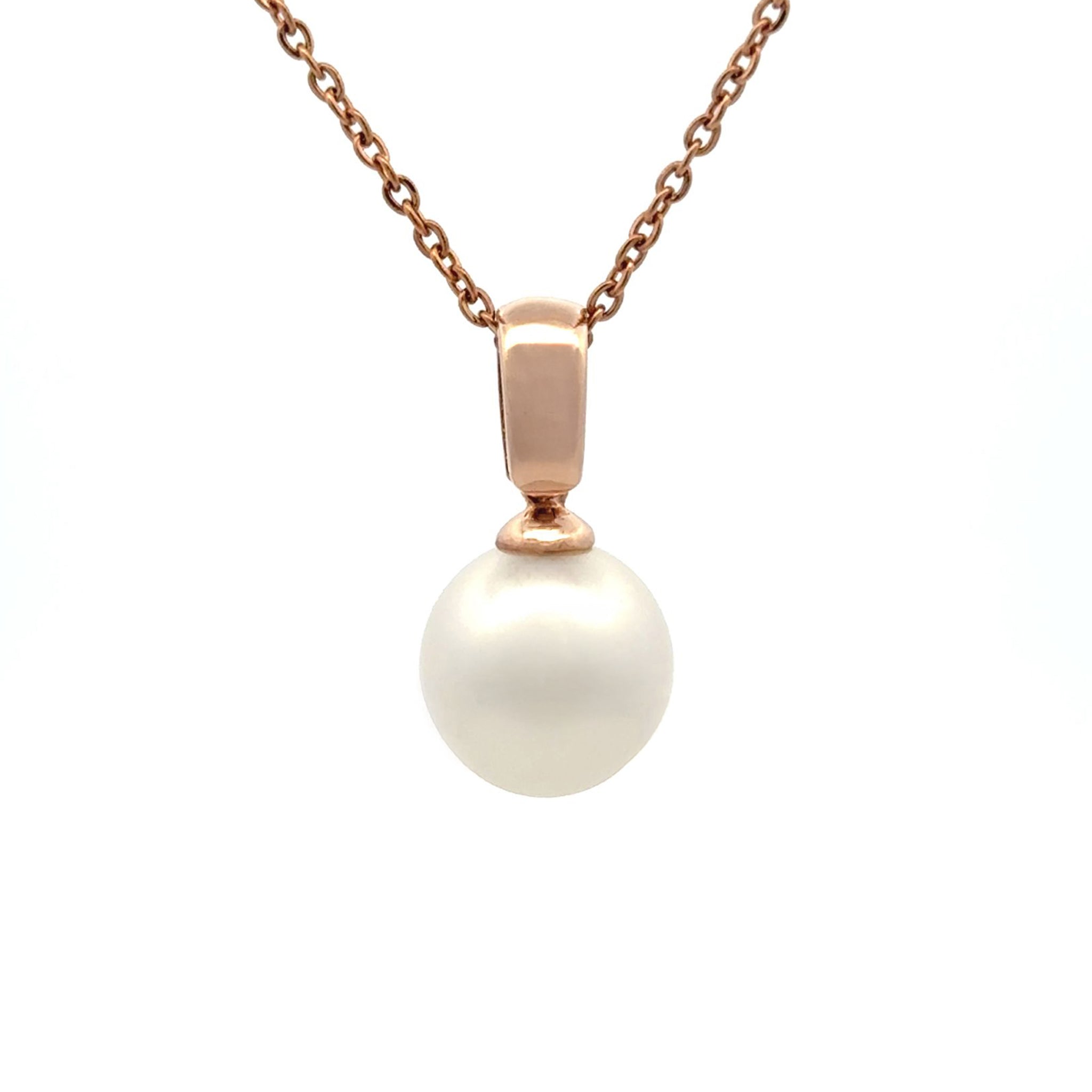 9K Rose Gold Australian South Sea Cultured 11 - 12 mm Pearl Pendant front view