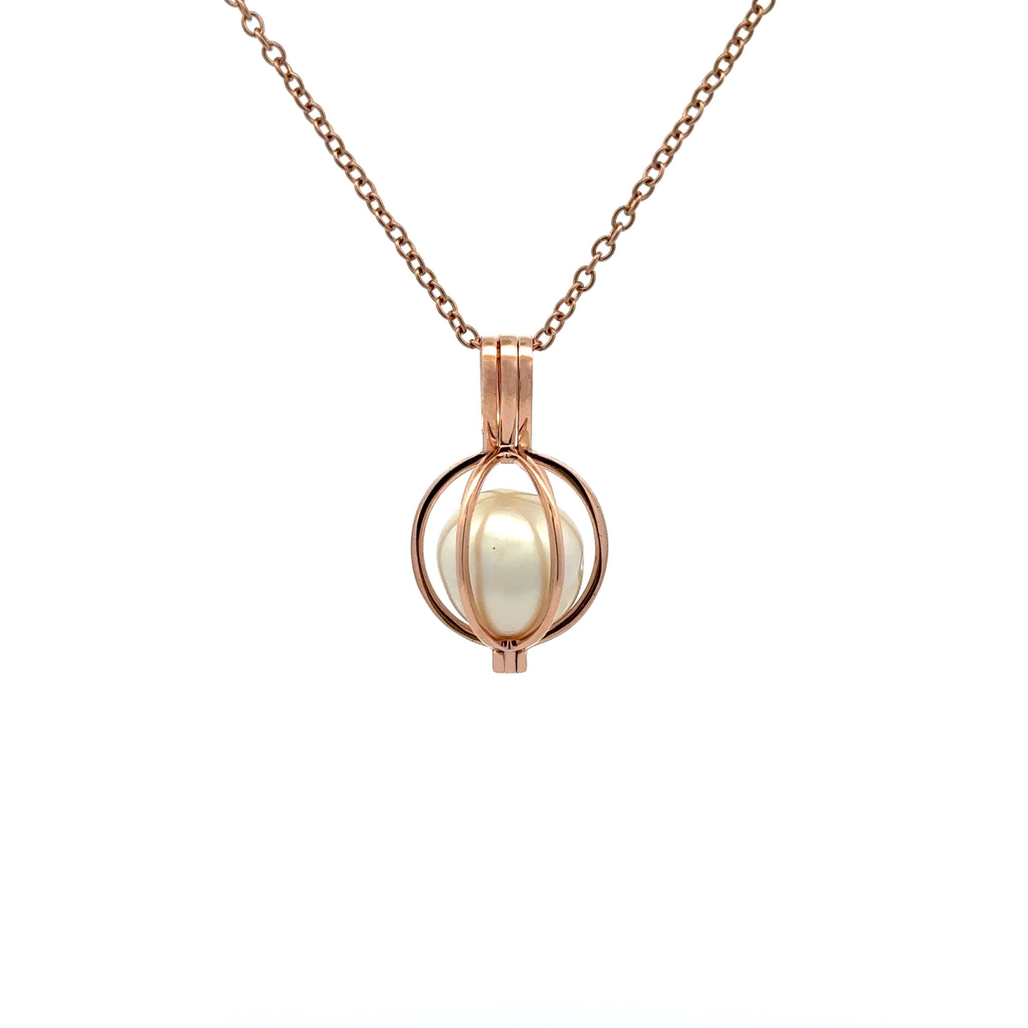 9K Rose Gold Australian South Sea Cultured 11-12mm Cage Pearl Pendant