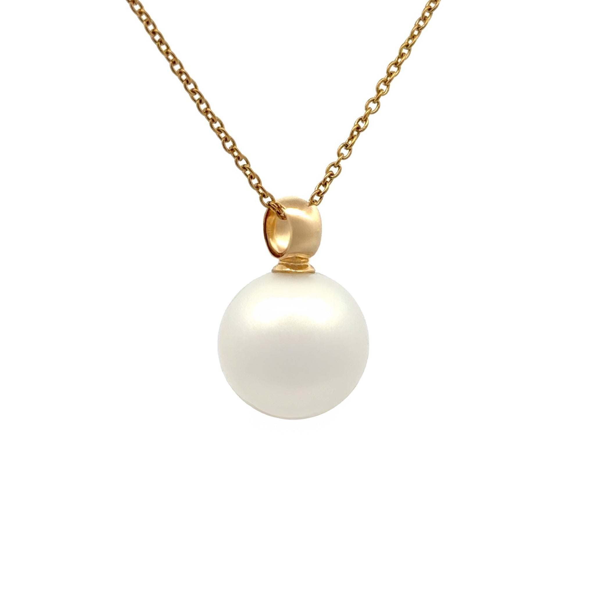 18K Yellow Gold Australian South Sea 15-16mm Cultured Pearl Pendant side view