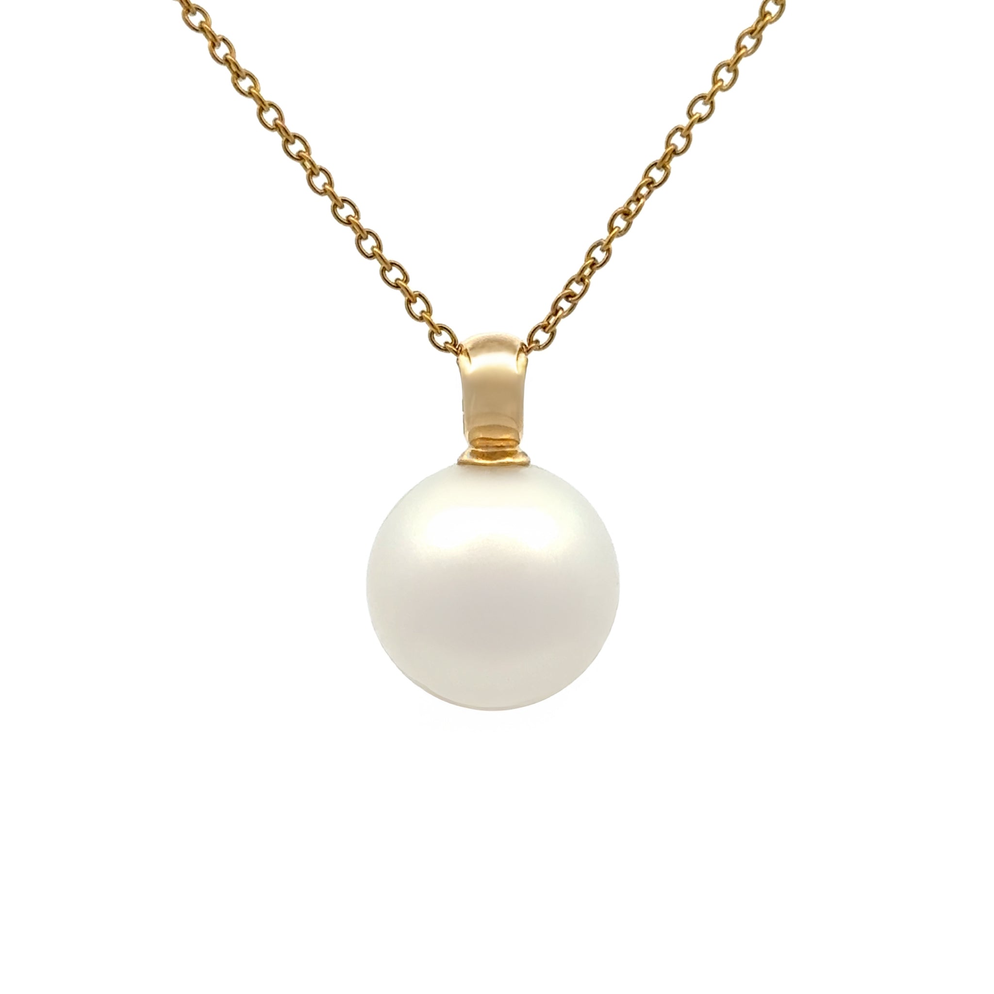 18K Yellow Gold Australian South Sea 15-16mm Cultured Pearl Pendant front view