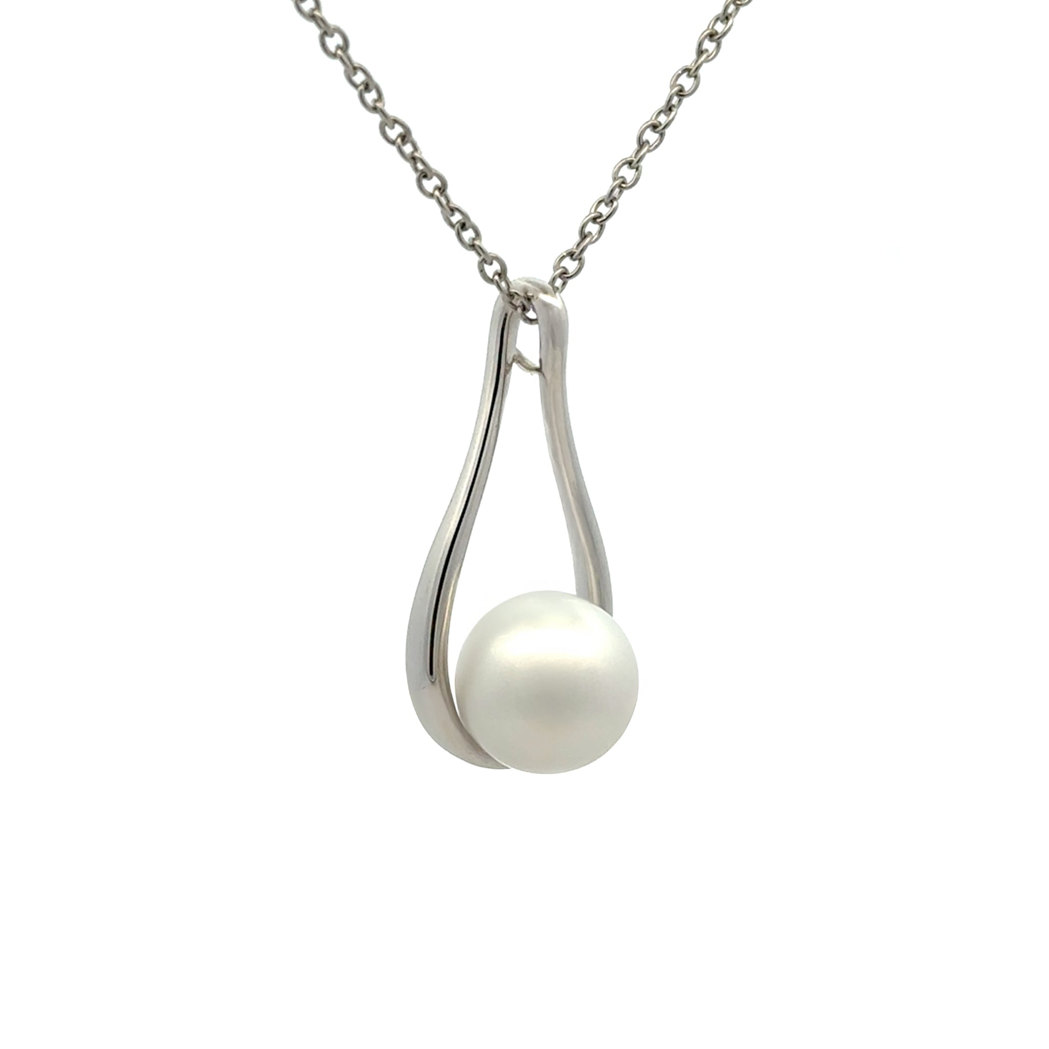 9K White Gold Australian South Sea 11-12mm Cultured Pearl Pendant side view