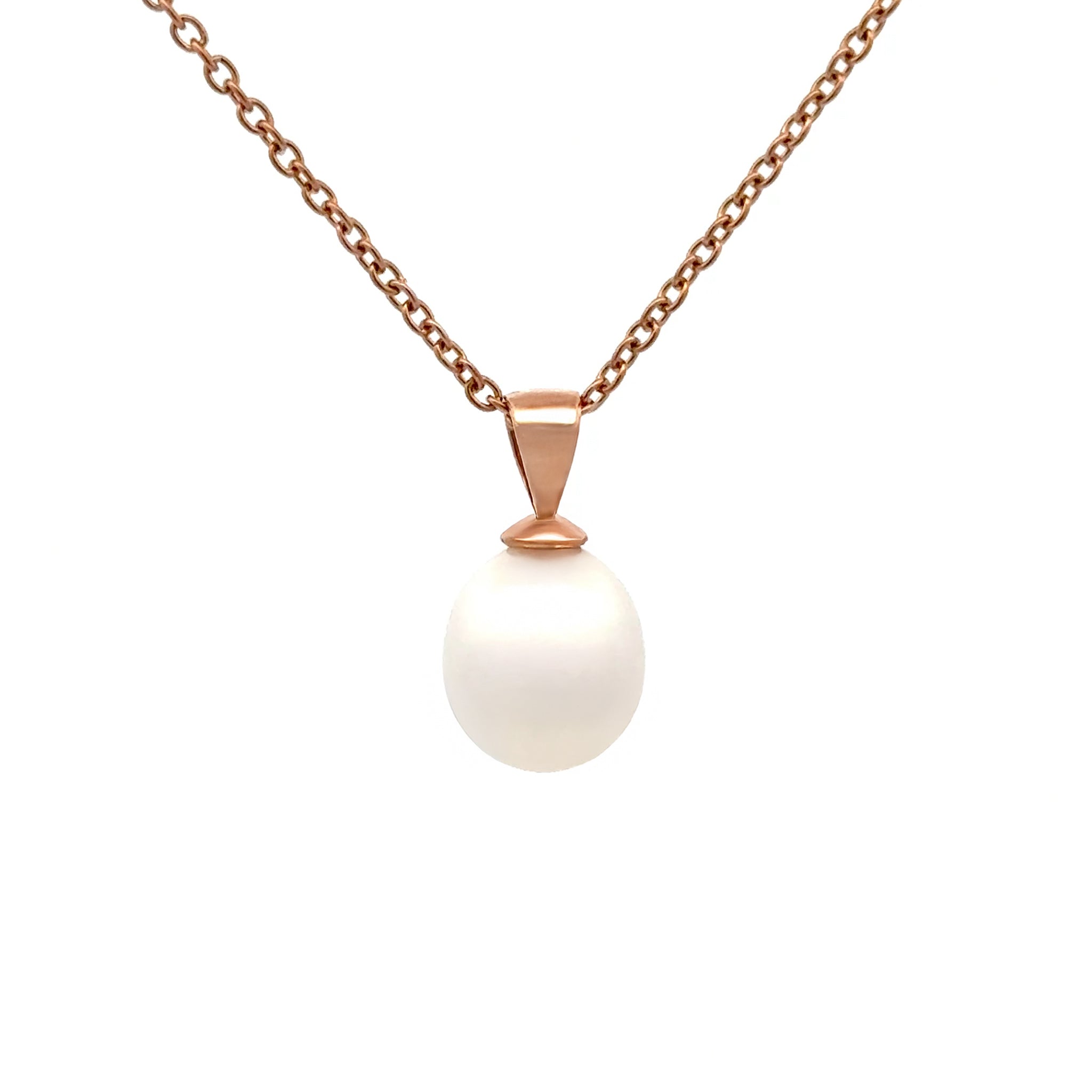 9K Rose Gold Australian South Sea 10-11 mm Cultured Pearl Pendant front view
