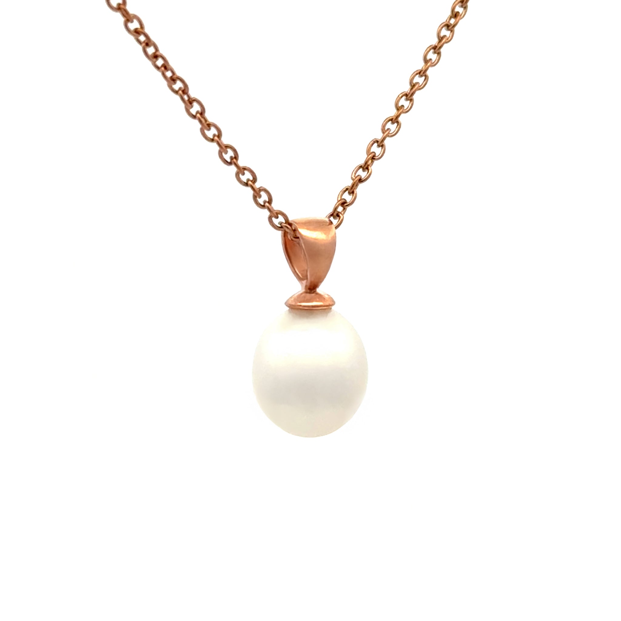 9K Rose Gold Australian South Sea 10-11 mm Cultured Pearl Pendant side view