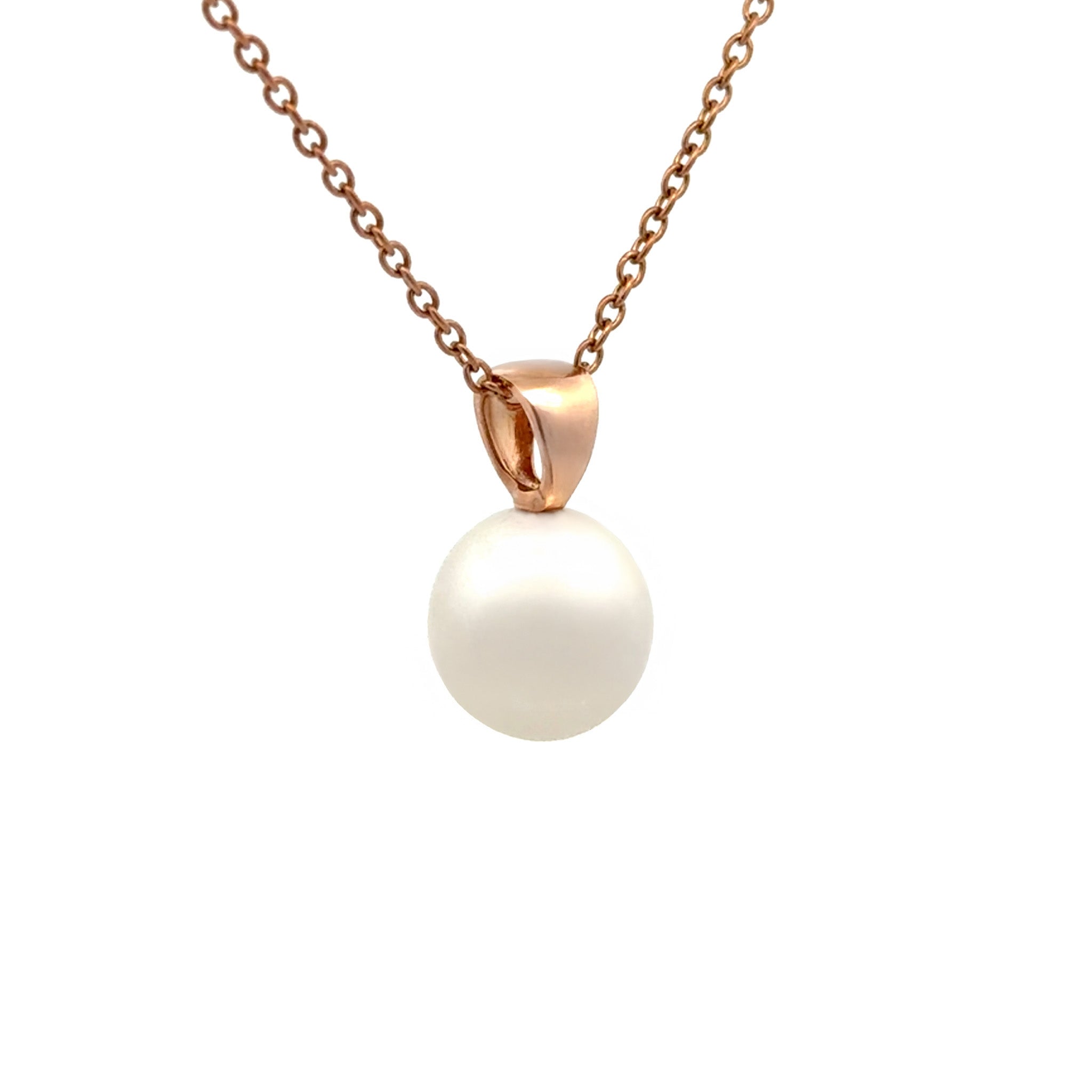 18K Rose Gold Australian South Sea 11-12 mm Cultured Pearl Pendant side view