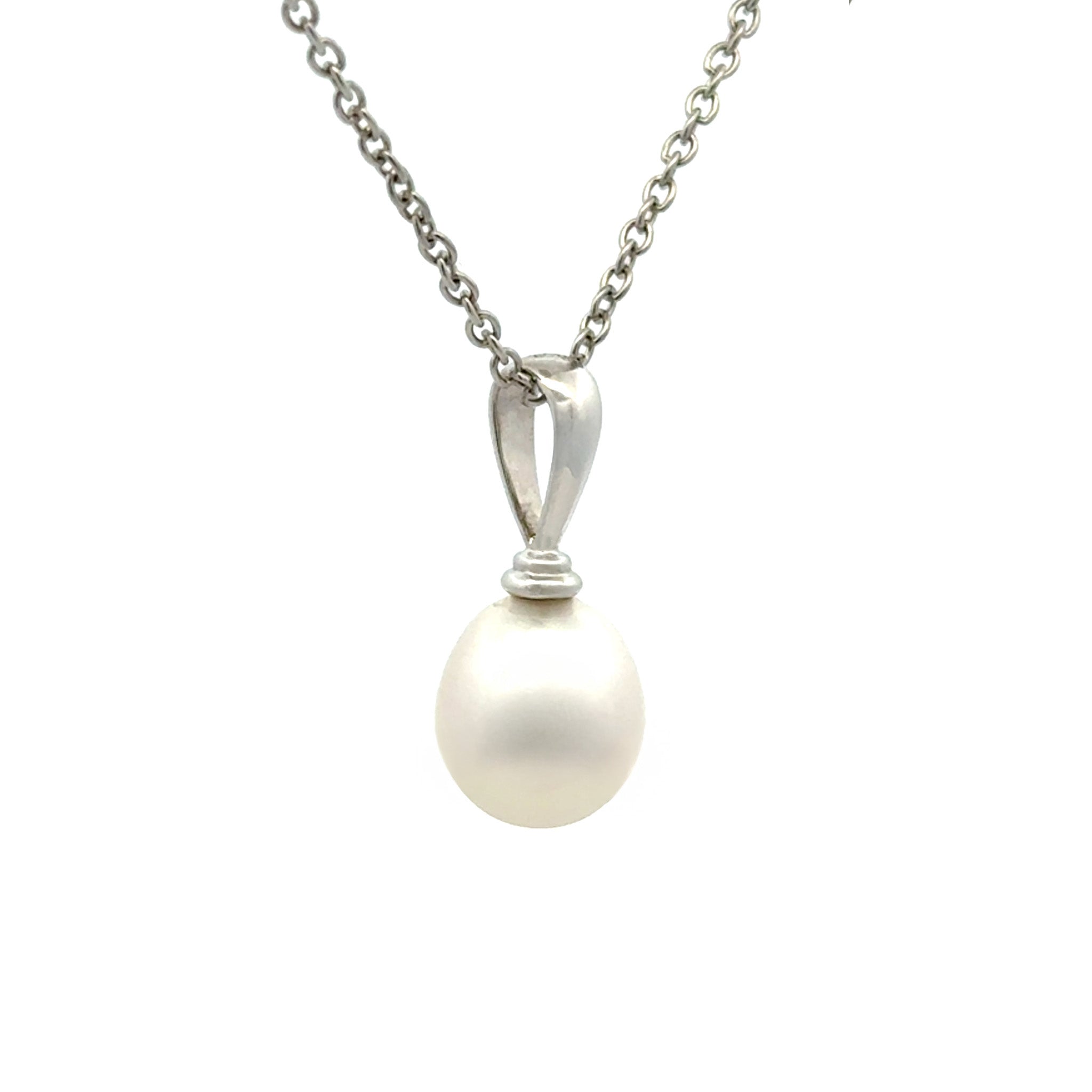 18K White Gold Australian South Sea 10-11mm Cultured Pearl Pendant side view