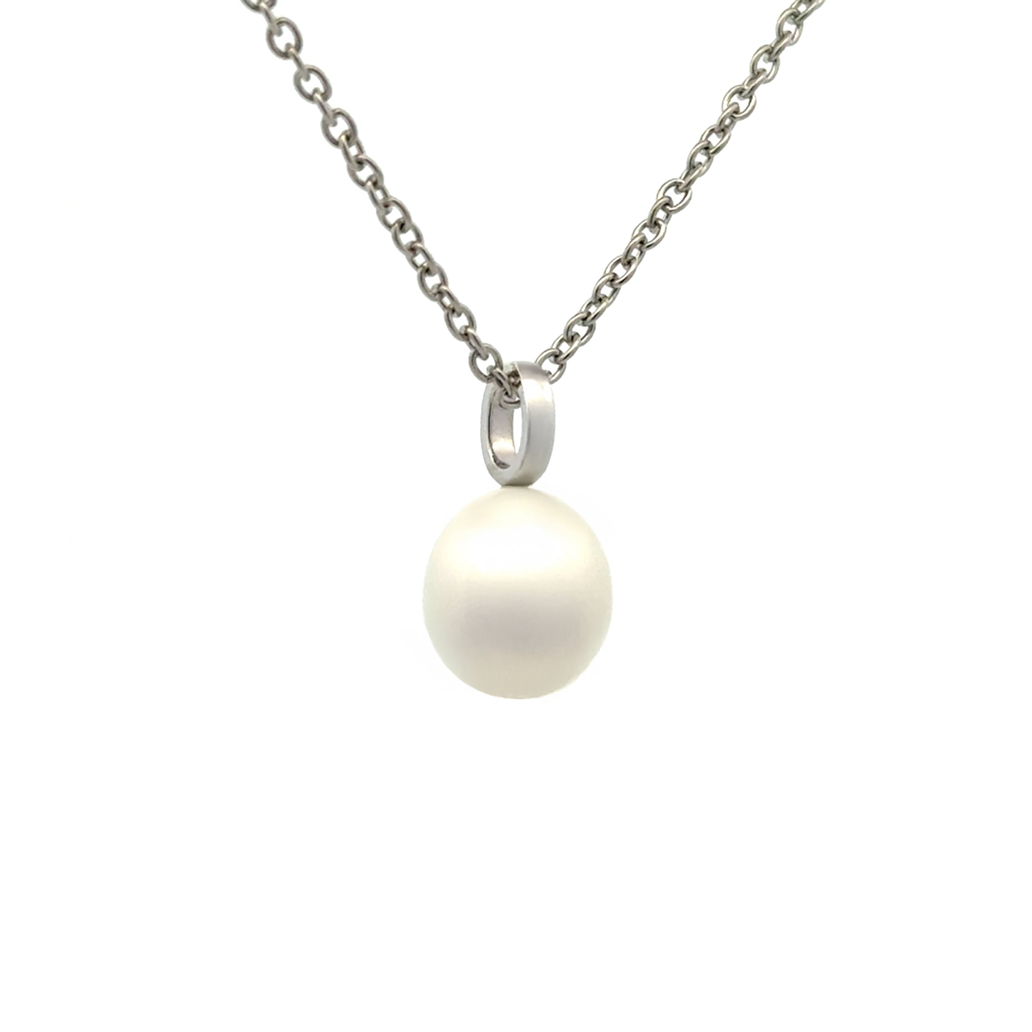 9K White Gold Australian South Sea 9-10 mm Cultured Pearl Pendant side view