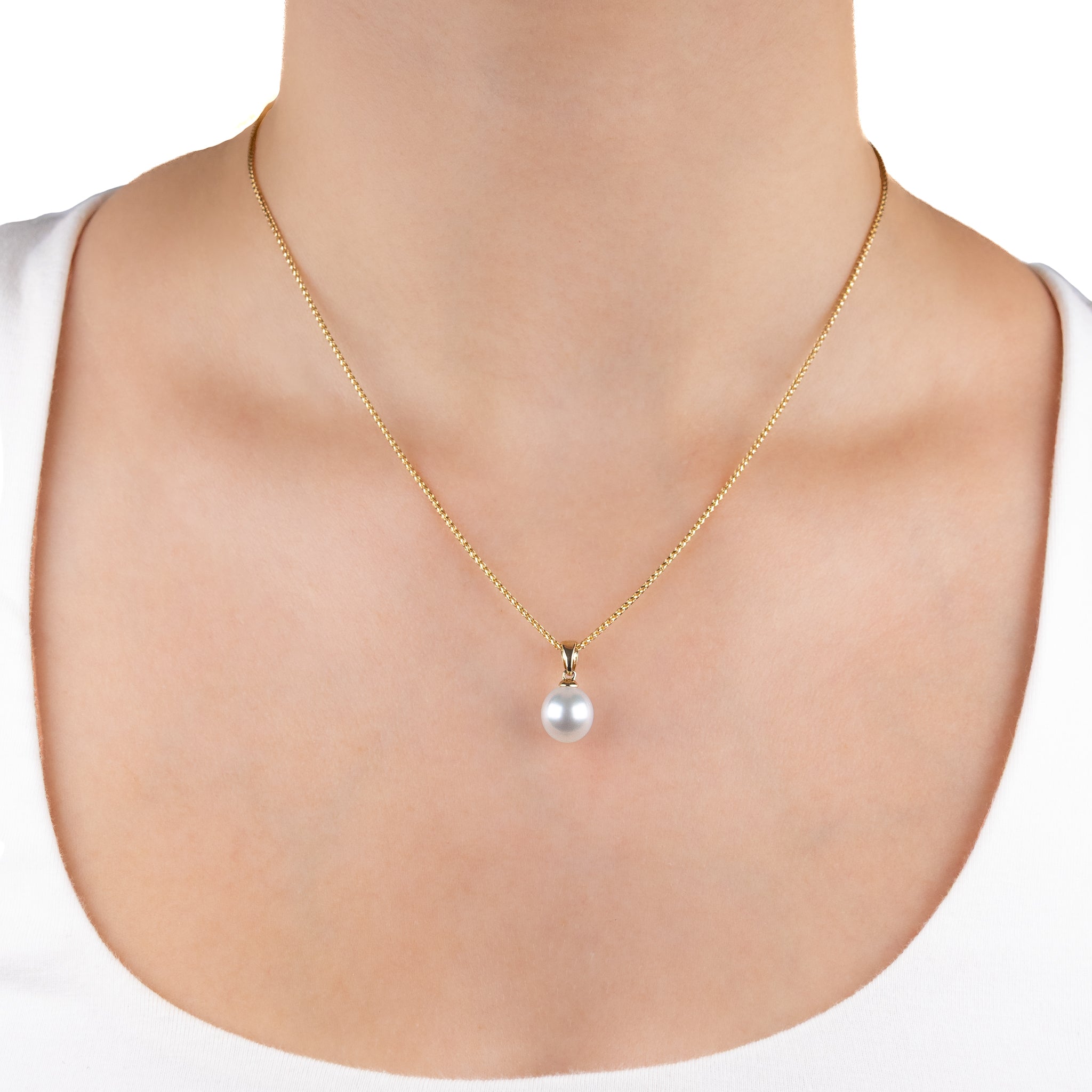 9K Yellow Gold Australian South Sea 9-10 mm Cultured Pearl Pendant