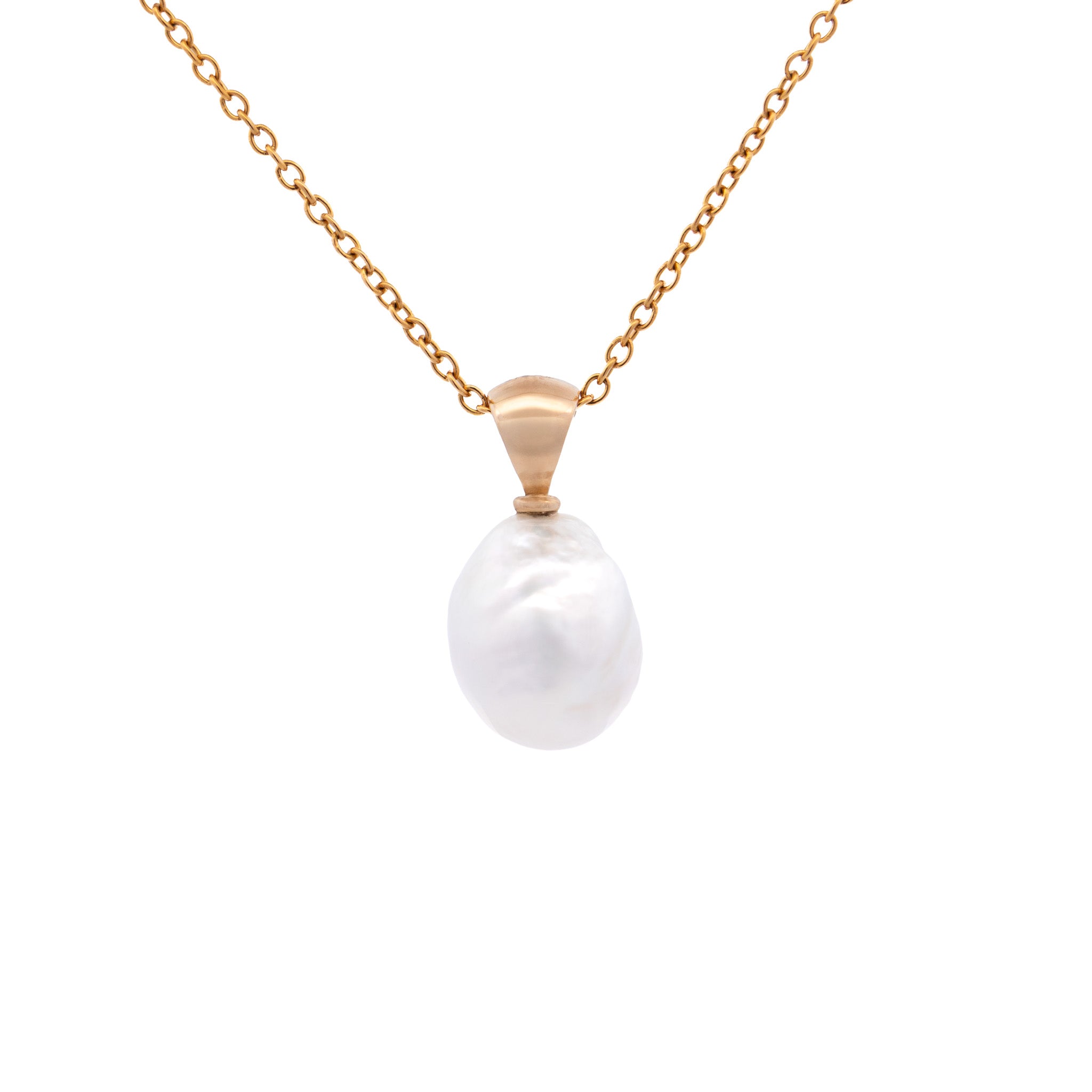 9K Yellow Gold Australian South Sea 11-12 mm Cultured Pearl Pendant
