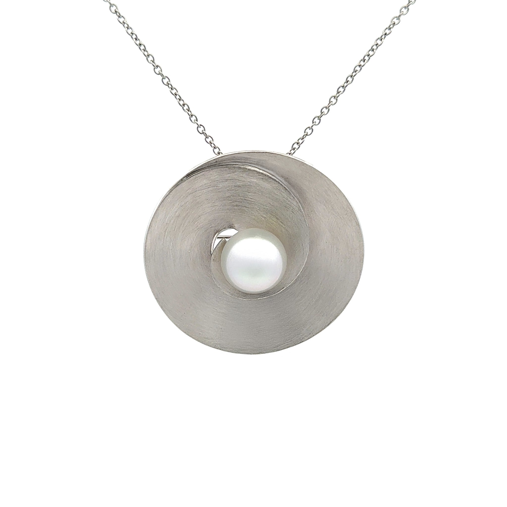 Sterling Silver Australian South Sea Cultured 12-13 mm Pearl Pendant Brooch front view