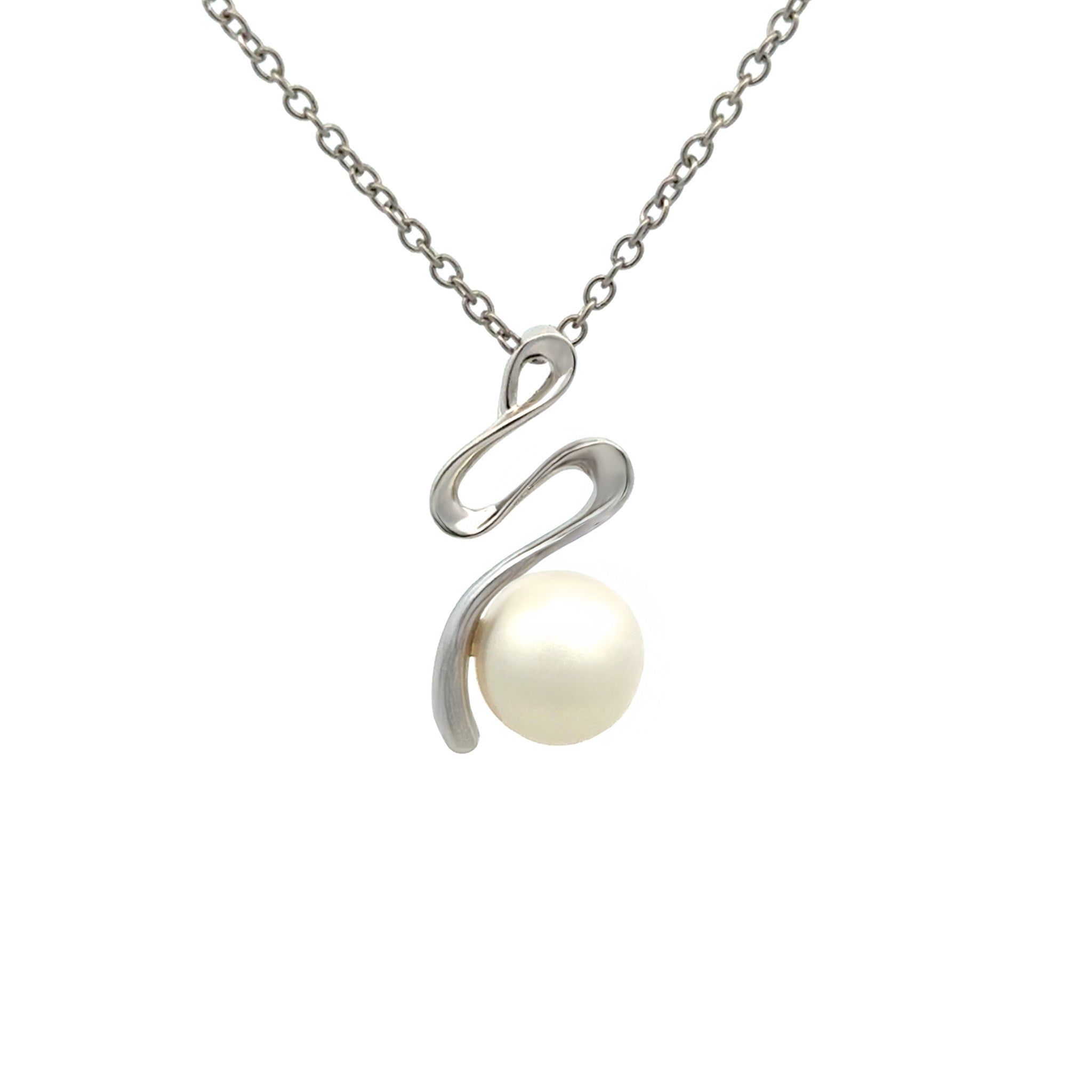 Sterling Silver Australian South Sea Cultured 9-10 mm Pearl Pendant front view