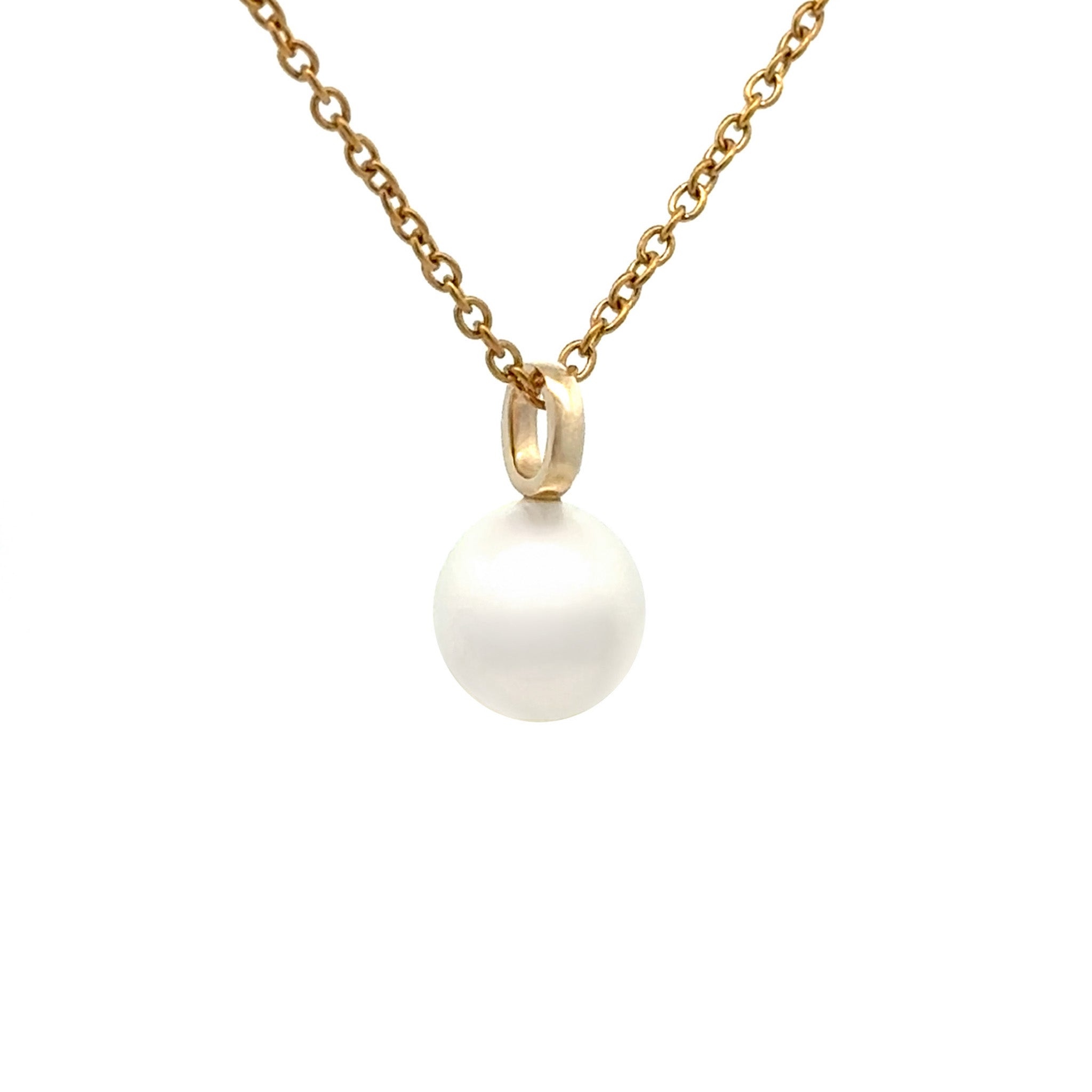 9K Yellow Gold Australian South Sea 9-10 mm Cultured Pearl Pendant side view
