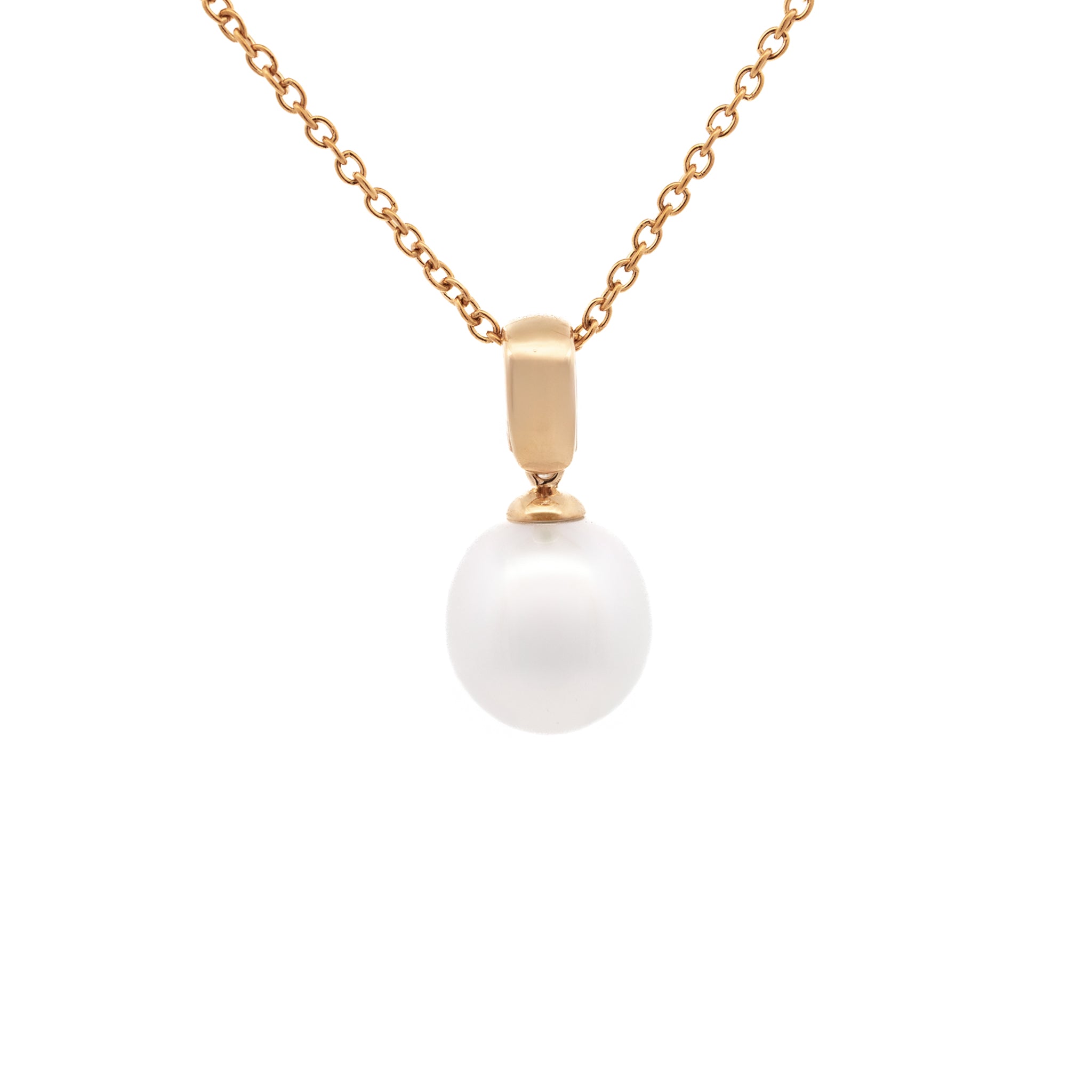 9K Yellow Gold Australian South Sea 11-12 mm Cultured Pearl Pendant front view