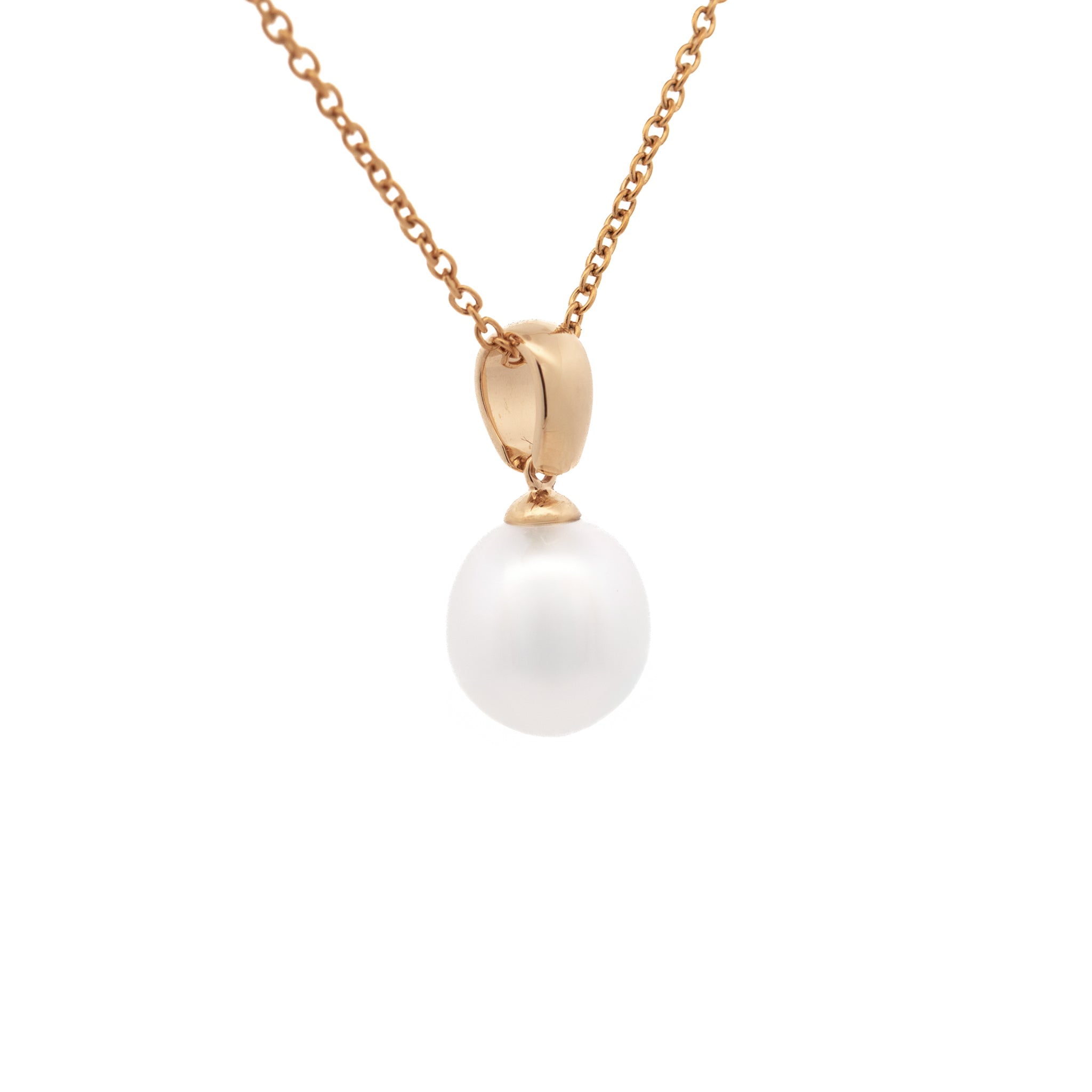 9K Yellow Gold Australian South Sea 11-12 mm Cultured Pearl Pendant side view