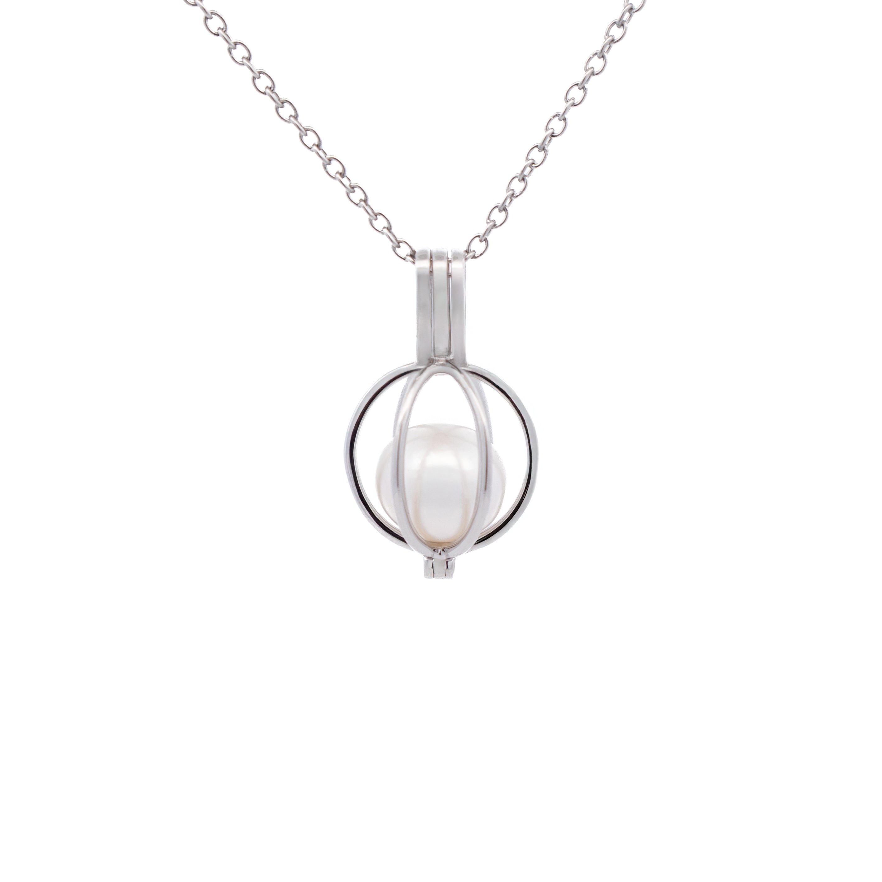 Sterling Silver Australian South Sea 10-11 mm Cultured Pearl Cage Pendant front view