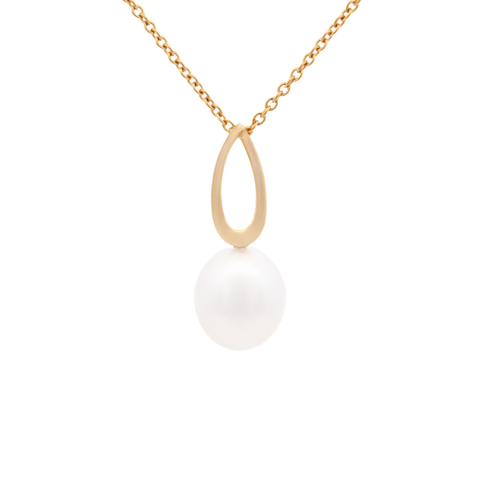 9K Yellow Gold Australian South Sea 11-12 mm Cultured Pearl Pendant front view