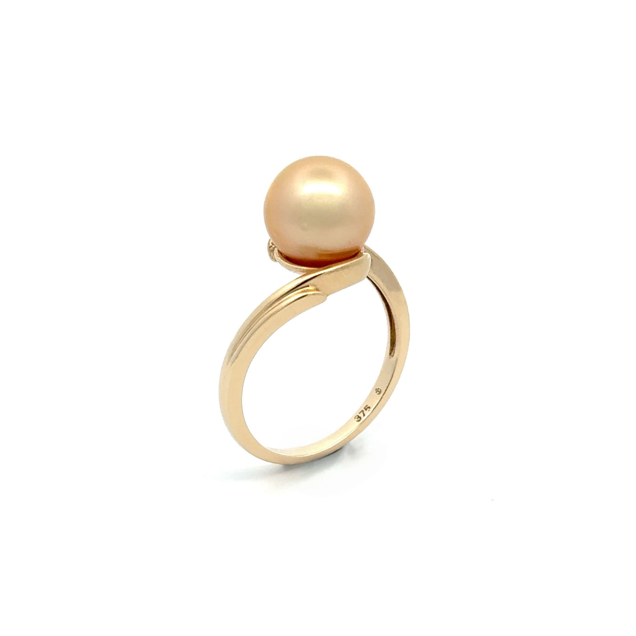 9K Yellow Gold South Sea Cultured 9 - 10mm Pearl Ring